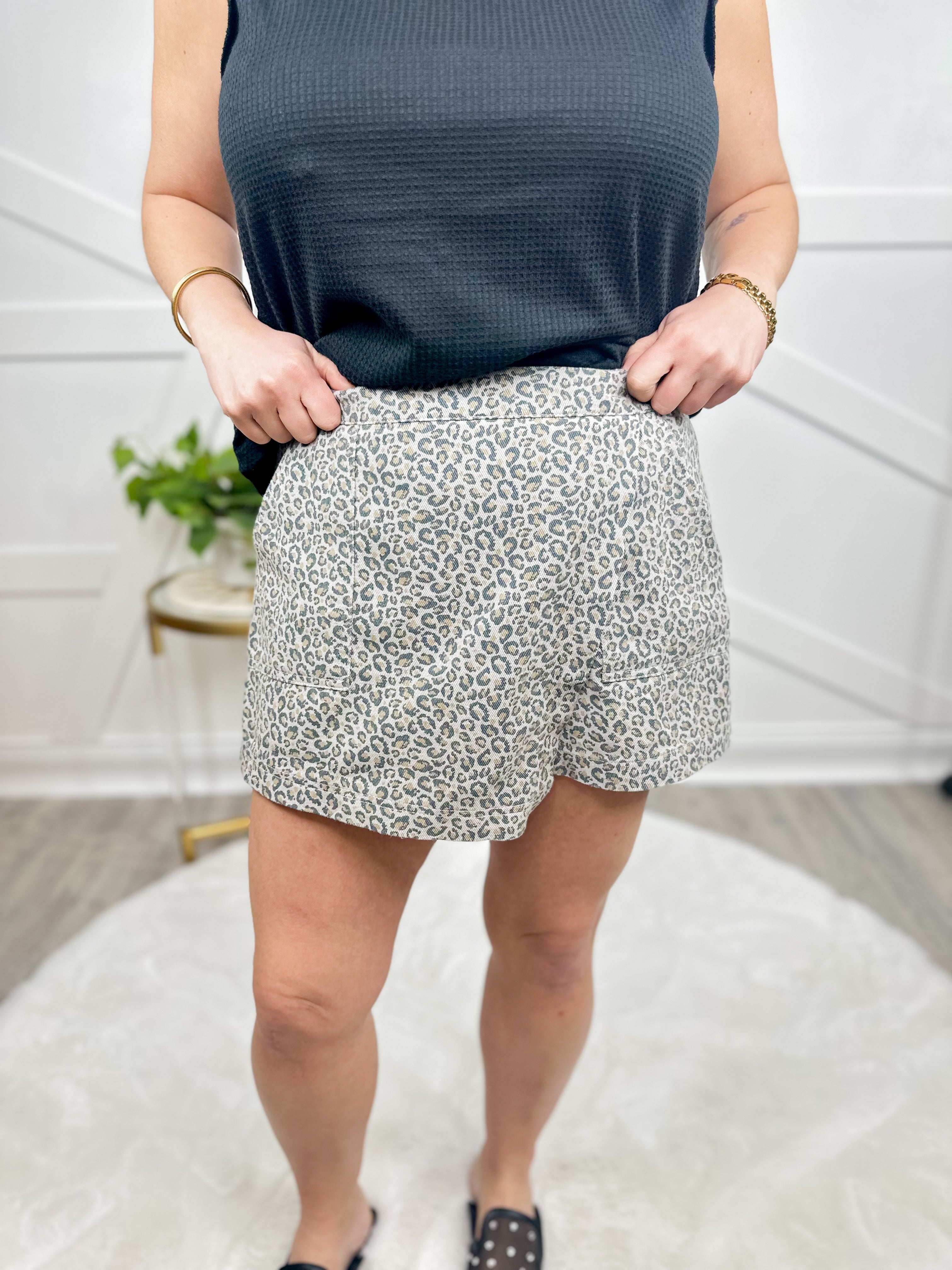 Leopard into the Night Skort-170 Skort/ Skirt-GILLI-Heathered Boho Boutique, Women's Fashion and Accessories in Palmetto, FL