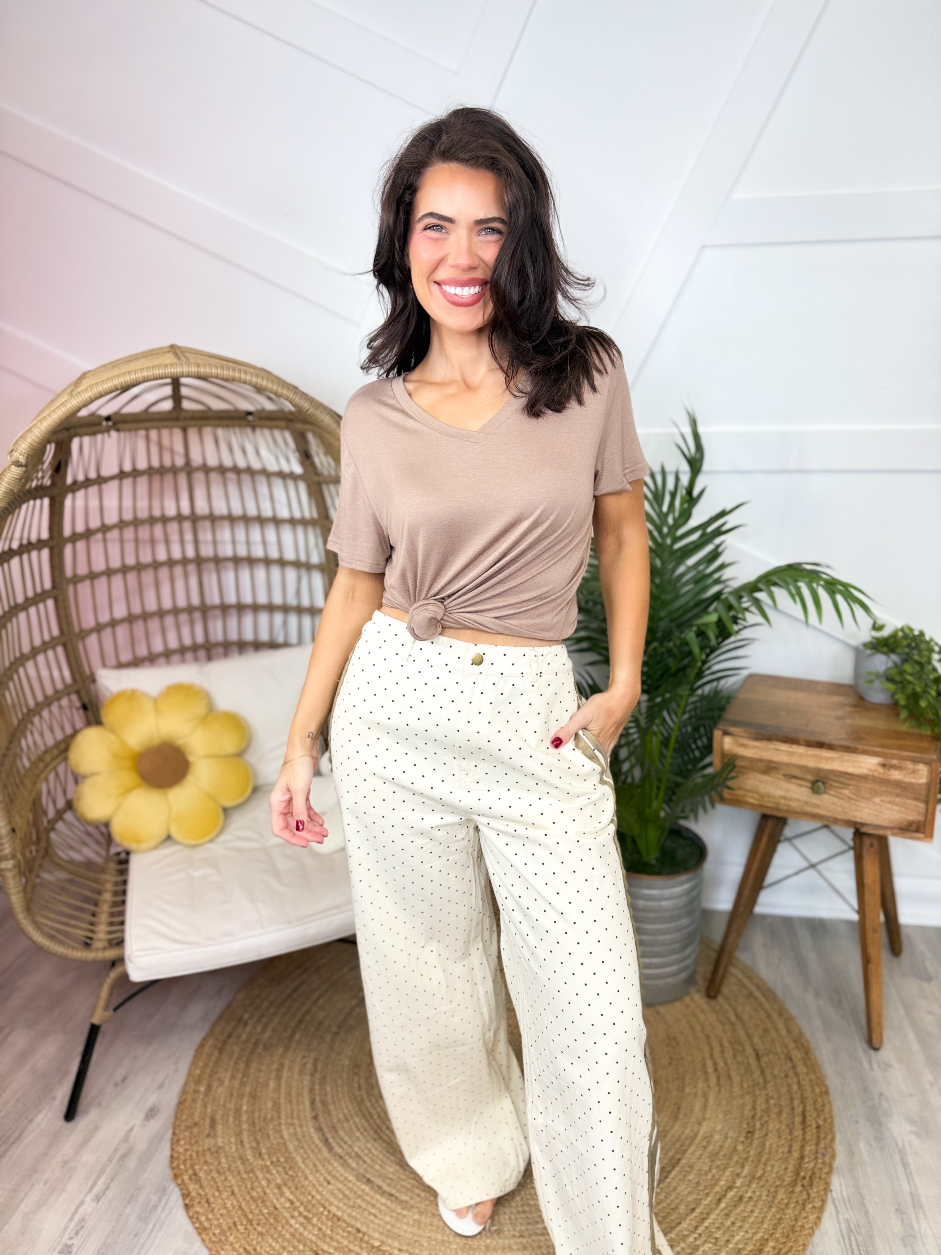 Touch of Polka Dot Pants-150 PANTS-ODDI-Heathered Boho Boutique, Women's Fashion and Accessories in Palmetto, FL