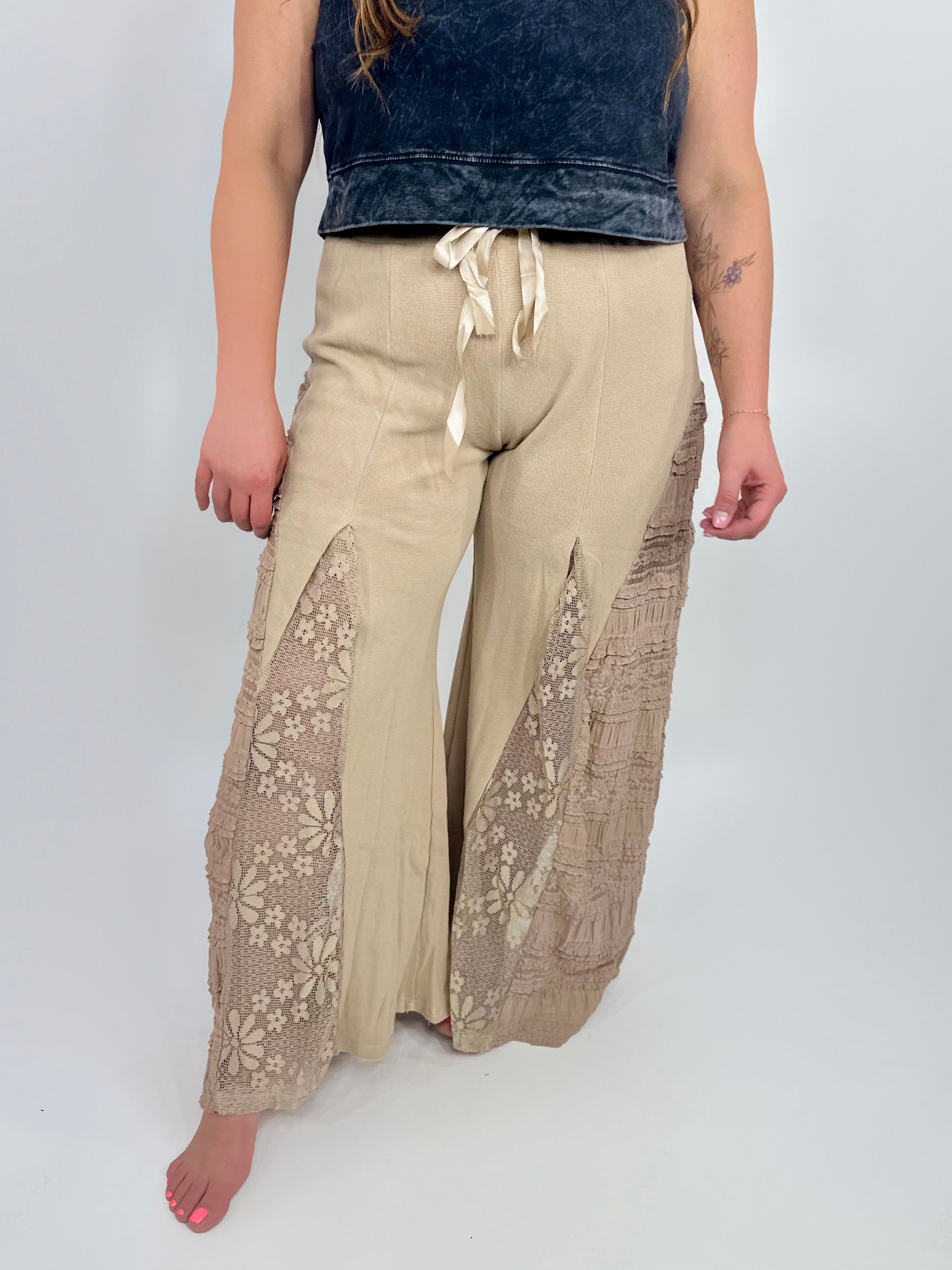 RESTOCK : Here for the Dramatics Wide Leg Pants-150 PANTS-POL-Heathered Boho Boutique, Women's Fashion and Accessories in Palmetto, FL