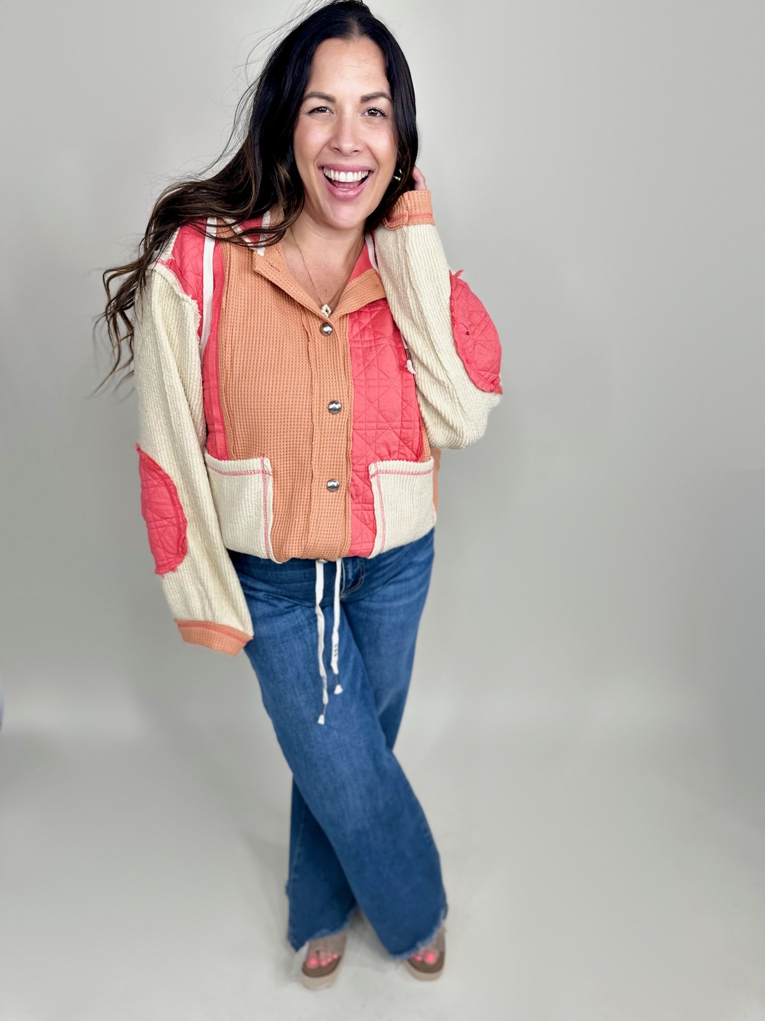 RESTOCK: Down Bad Button Up Jacket-200 Jackets/Shackets-Pol-Heathered Boho Boutique, Women's Fashion and Accessories in Palmetto, FL