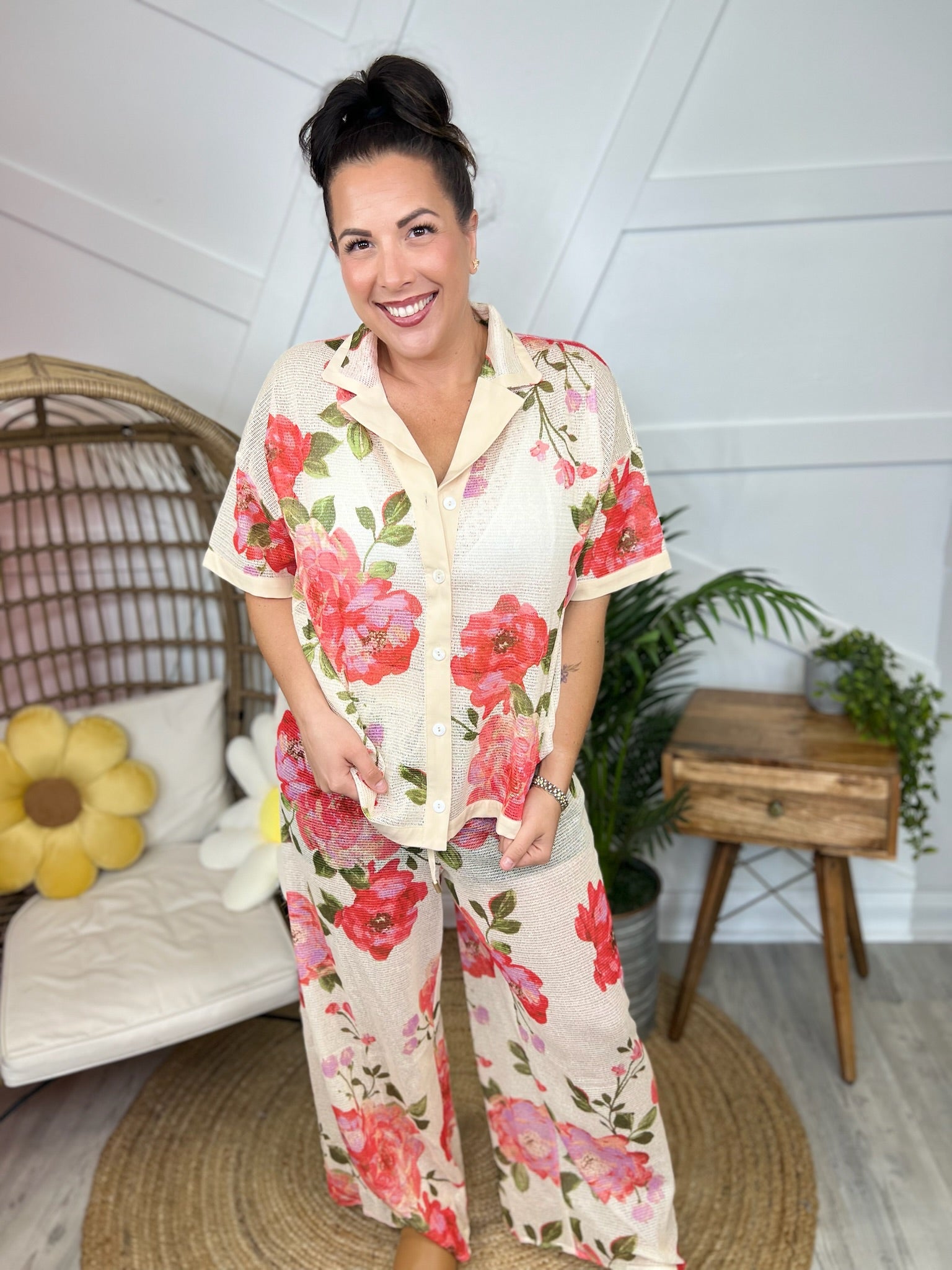 English Garden Top-110 SHORT SLEEVE TOP-ODDI-Heathered Boho Boutique, Women's Fashion and Accessories in Palmetto, FL