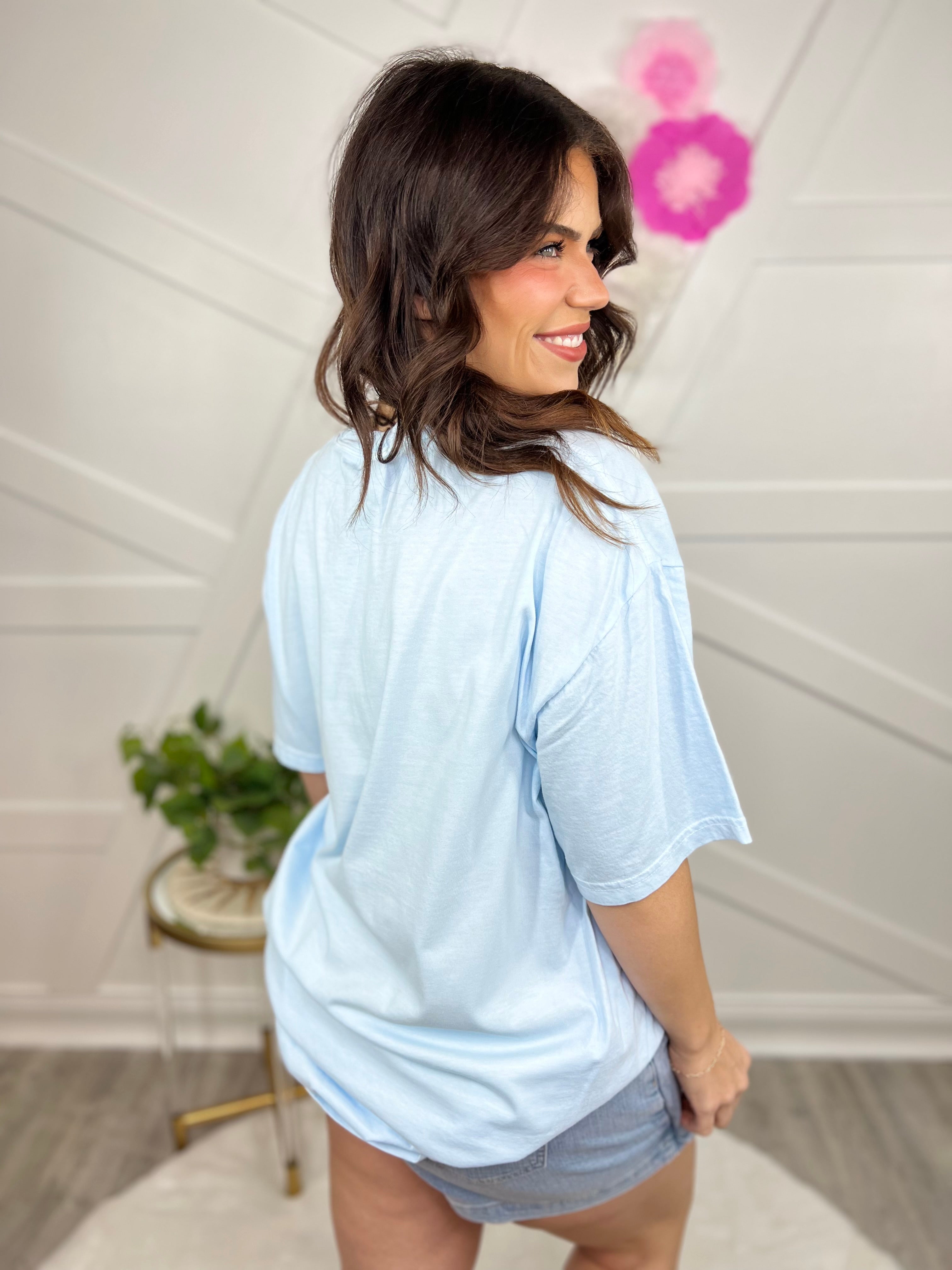 Now Showing Graphic Tee - Chambray-130 Graphic Tees-Heathered Boho-Heathered Boho Boutique, Women's Fashion and Accessories in Palmetto, FL