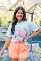 Tropical Flamingo Graphic Tee-130 Graphic Tees-Heathered Boho-Heathered Boho Boutique, Women's Fashion and Accessories in Palmetto, FL