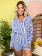 Striped Trouser Shorts-160 SHORTS-SOUTHERN GRACE-Heathered Boho Boutique, Women's Fashion and Accessories in Palmetto, FL