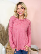 Chit Chat Top-120 LONG SLEEVE TOPS-ZENANA-Heathered Boho Boutique, Women's Fashion and Accessories in Palmetto, FL