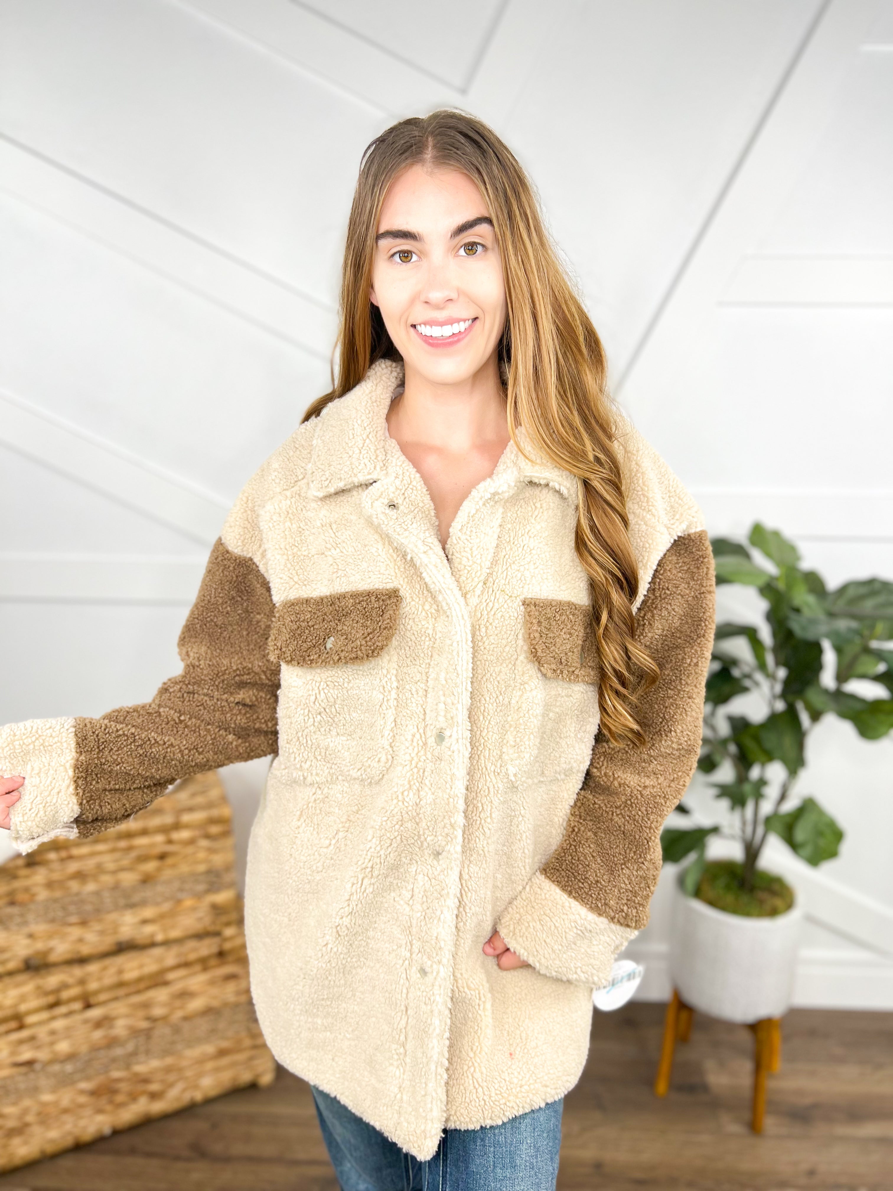 Teddy Sherpa Jacket-200 Jackets/Shackets-Jade by Jane-Heathered Boho Boutique, Women's Fashion and Accessories in Palmetto, FL