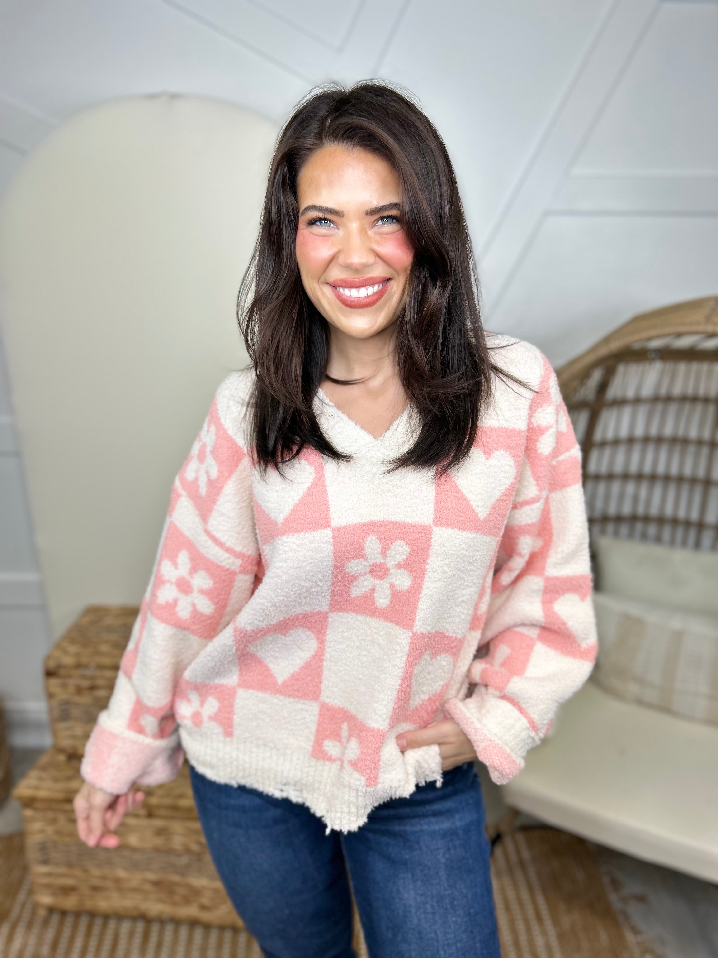 Love Love Love Sweater-125 Sweater-Pol-Heathered Boho Boutique, Women's Fashion and Accessories in Palmetto, FL