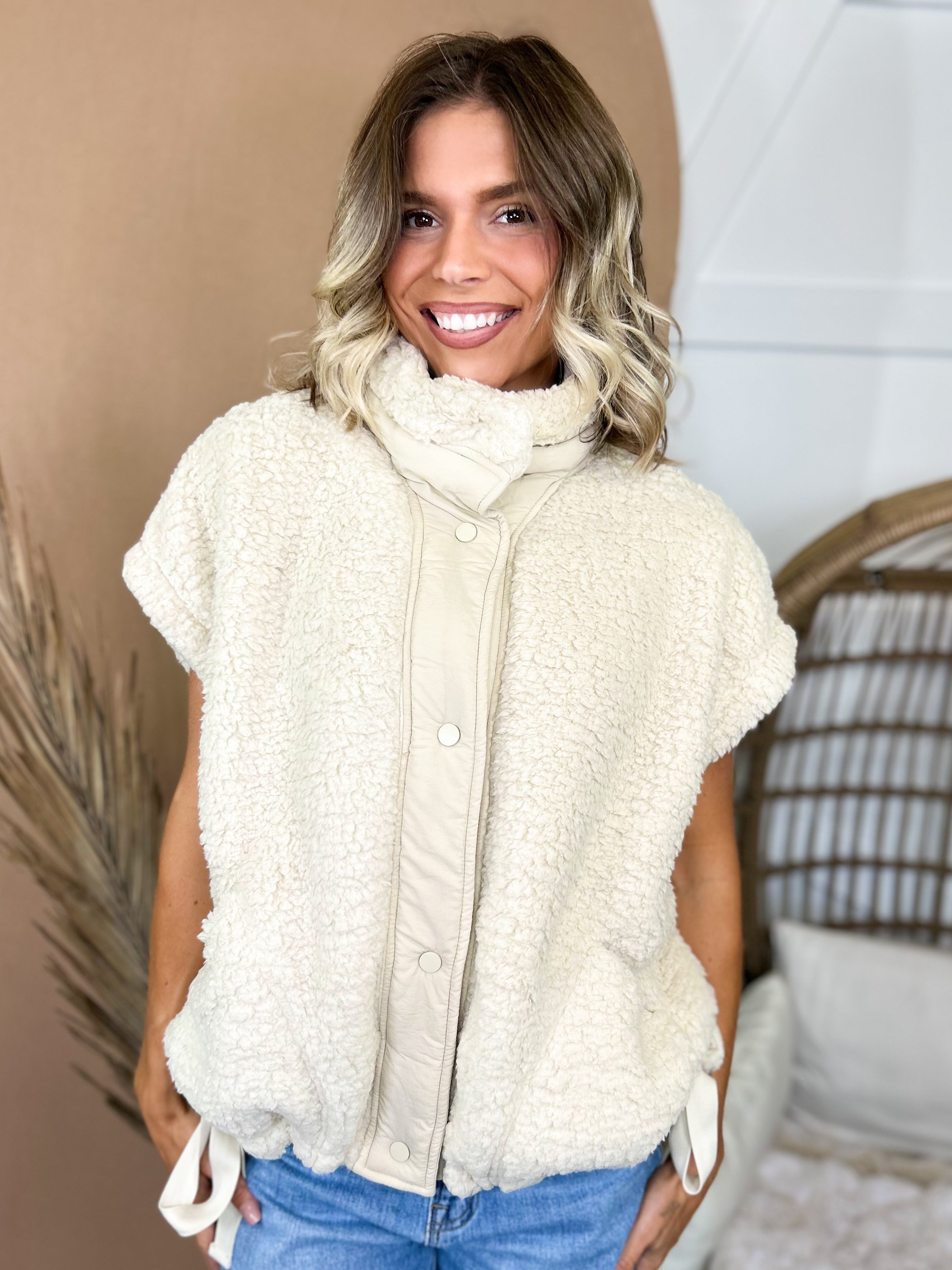 The Cozy Up Sherpa Vest-125 SWEATER-ZENANA-Heathered Boho Boutique, Women's Fashion and Accessories in Palmetto, FL