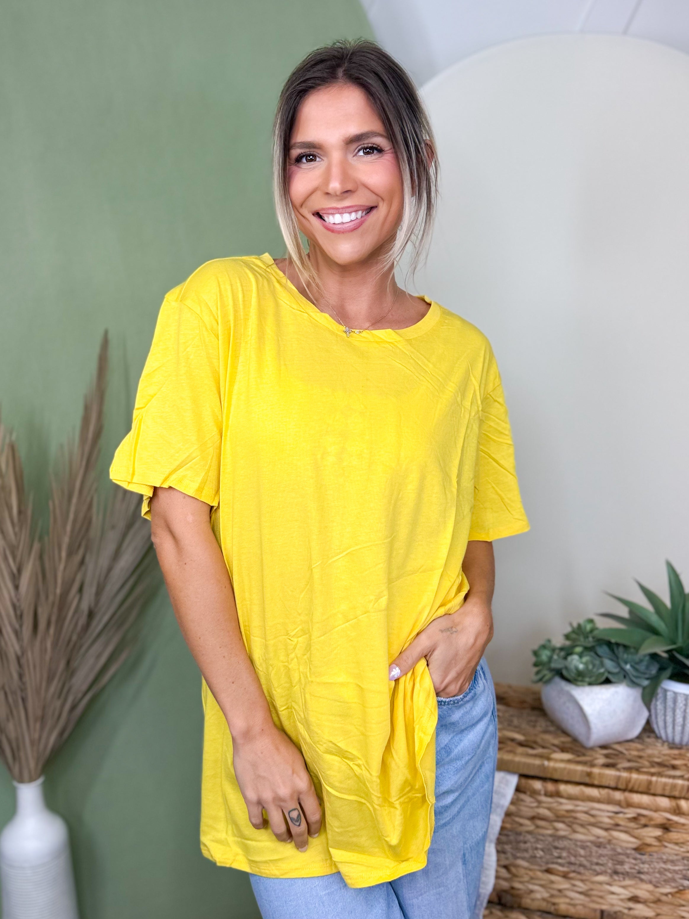 Better Than Your Boyfriend's Tee-110 SHORT SLEEVE TOP-ZENANA-Heathered Boho Boutique, Women's Fashion and Accessories in Palmetto, FL