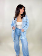 Test of Time Denim Hoodie-210 Hoodies-Risen Jeans-Heathered Boho Boutique, Women's Fashion and Accessories in Palmetto, FL