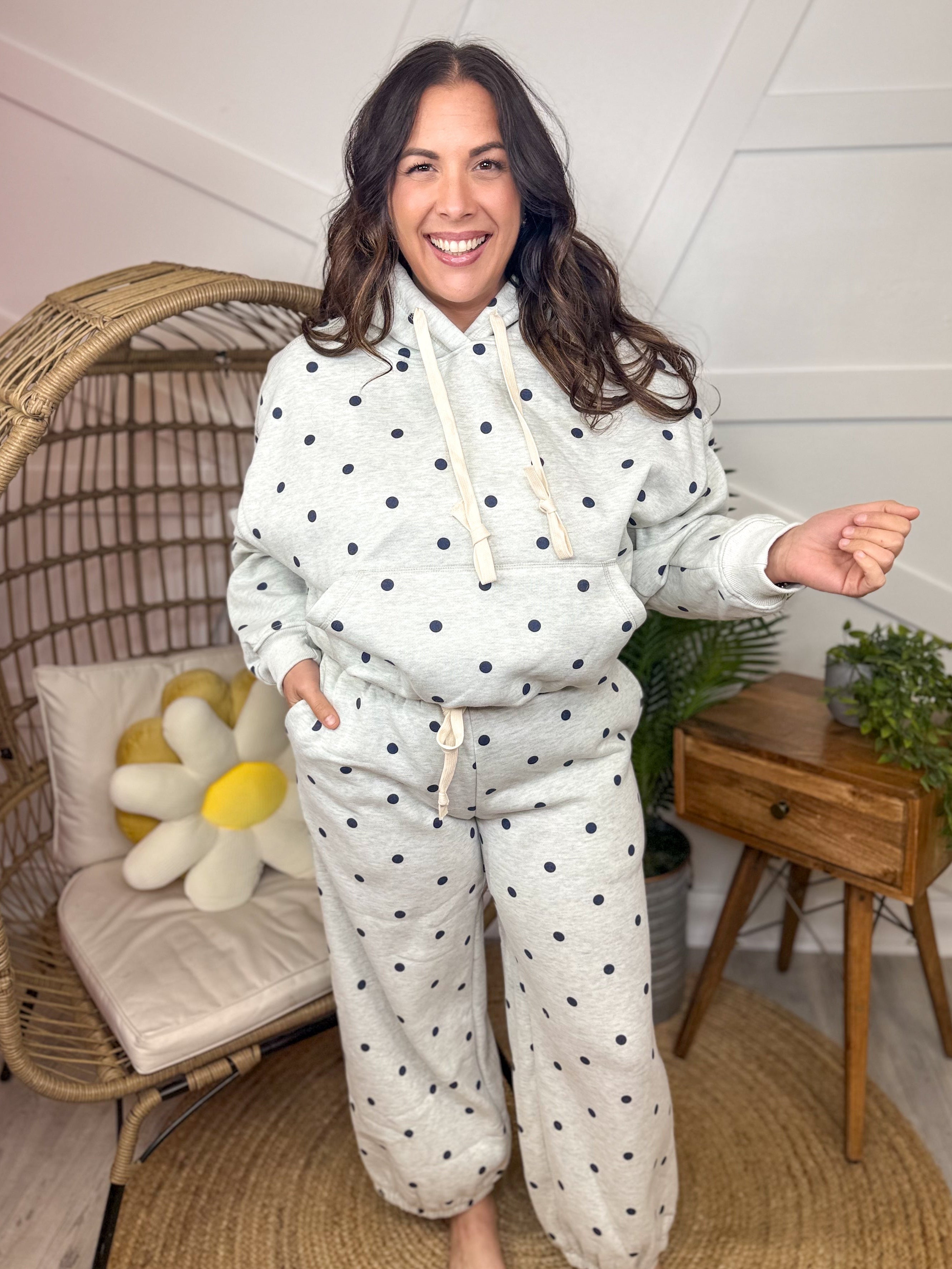 Dotted Sweatpants-150 PANTS-Veveret-Heathered Boho Boutique, Women's Fashion and Accessories in Palmetto, FL