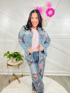 Floral Lover Button Up Denim Jacket-200 Jackets/Shackets-BIBI-Heathered Boho Boutique, Women's Fashion and Accessories in Palmetto, FL