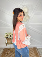 RESTOCK : Lace Charm Top-120 Long Sleeve Tops-Pol-Heathered Boho Boutique, Women's Fashion and Accessories in Palmetto, FL