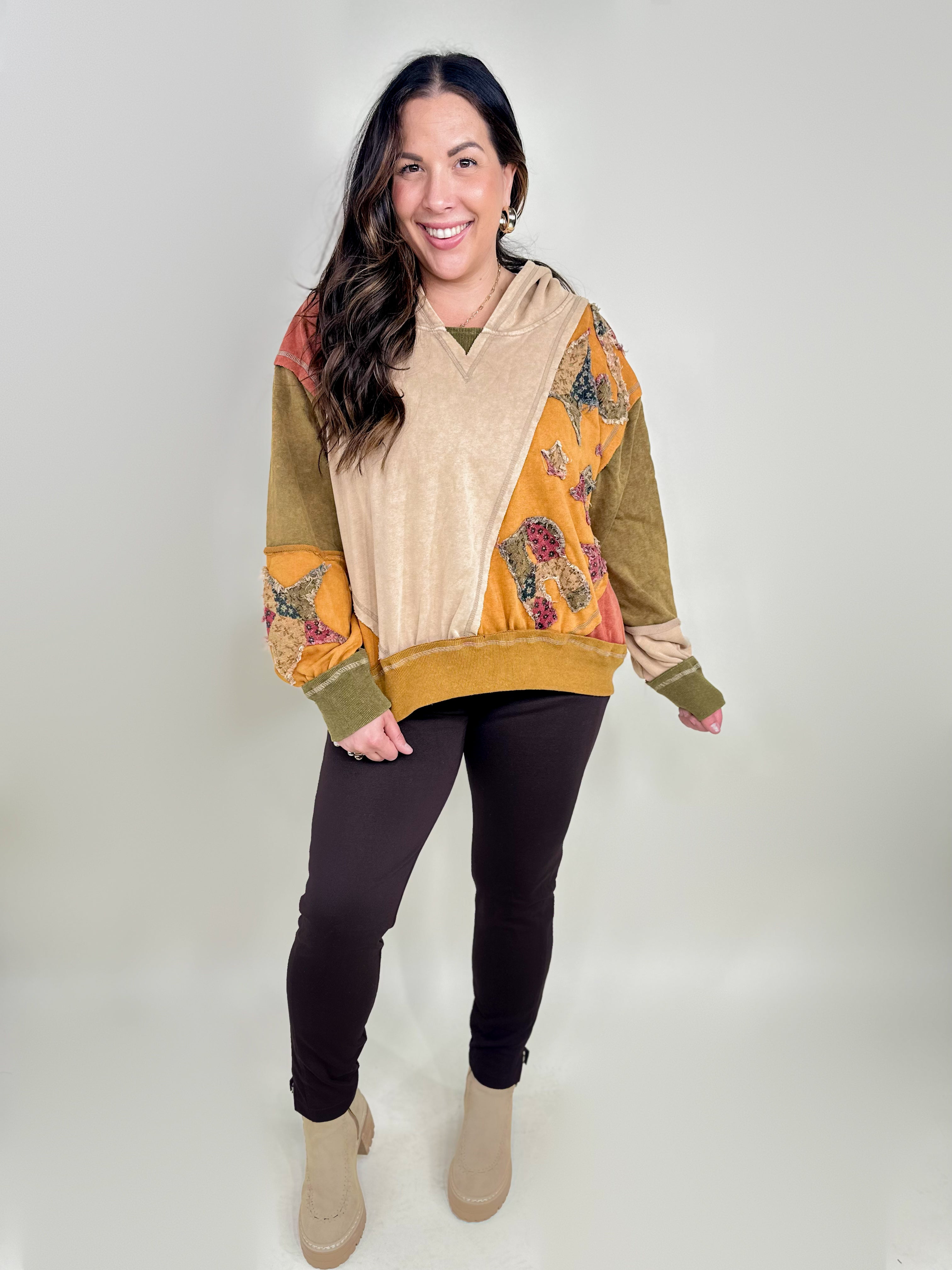 Letter Patchwork Hoodie-400 Takeover/Pre-Order-Oli & Hali-Heathered Boho Boutique, Women's Fashion and Accessories in Palmetto, FL