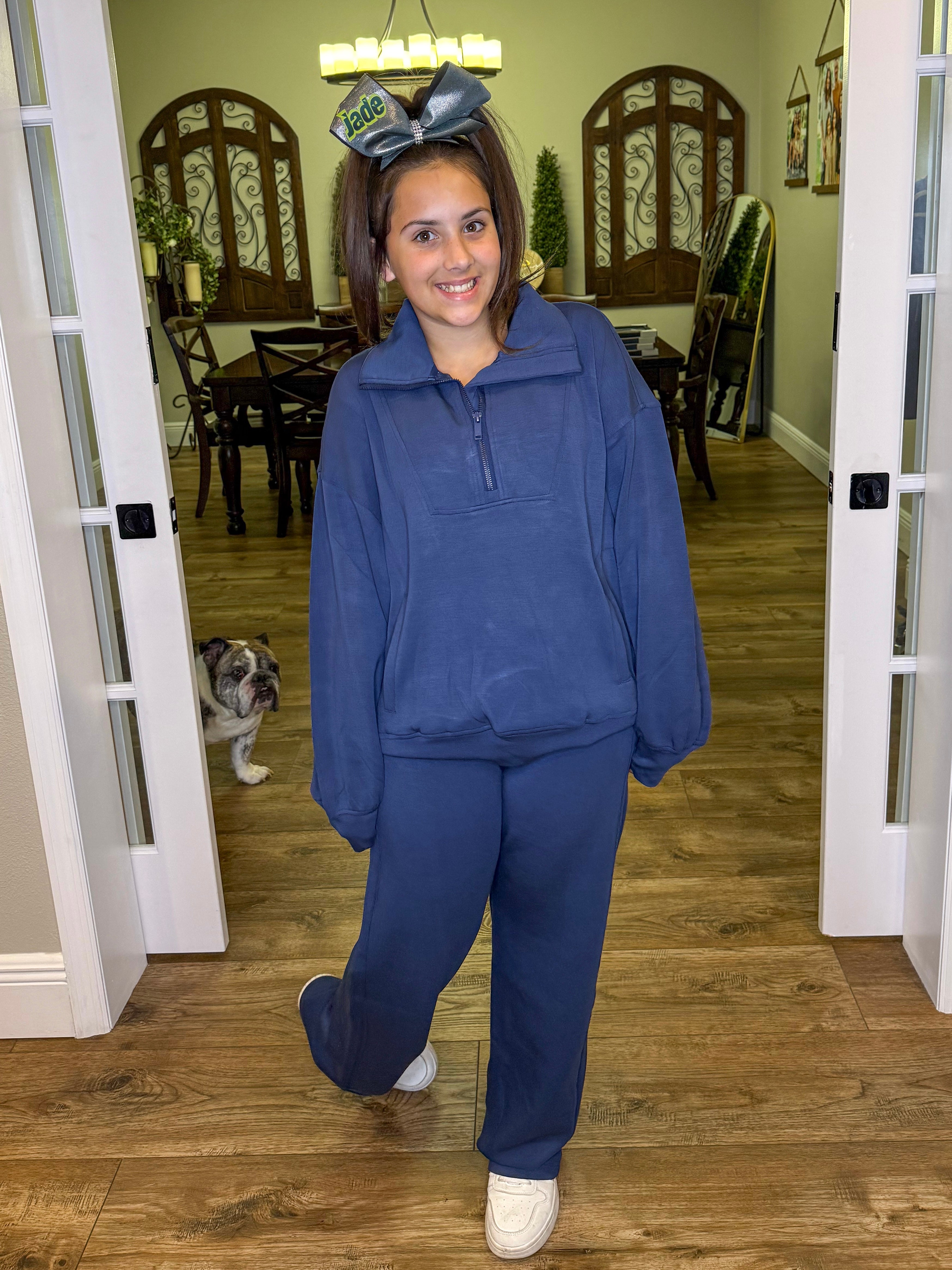 Victory Quarter Zip Pullover-120 LONG SLEEVE TOPS-RAE MODE-Heathered Boho Boutique, Women's Fashion and Accessories in Palmetto, FL