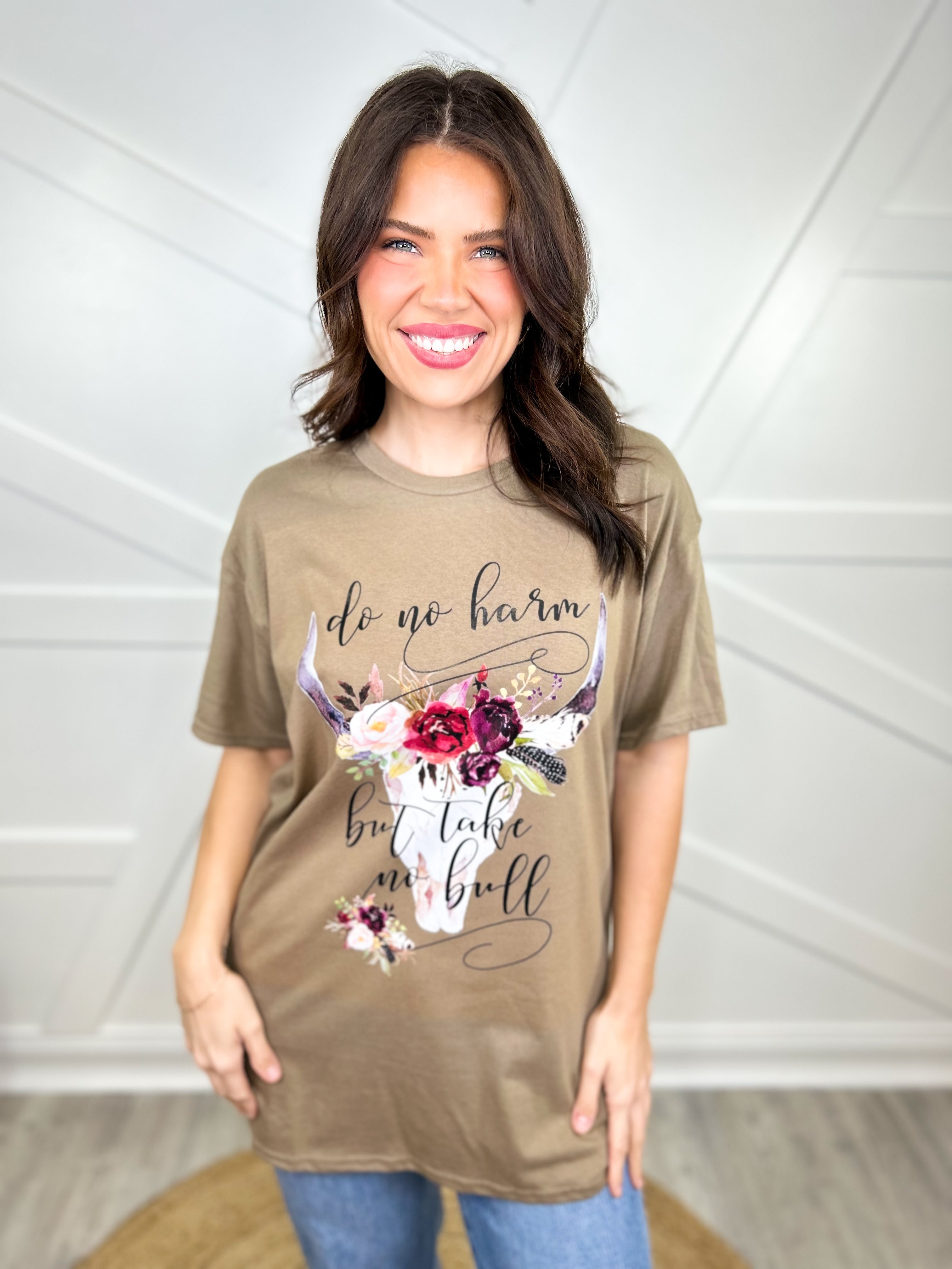 Take No Bull Graphic Tee - Brown Savana-130 Graphic Tees-Heathered Boho-Heathered Boho Boutique, Women's Fashion and Accessories in Palmetto, FL