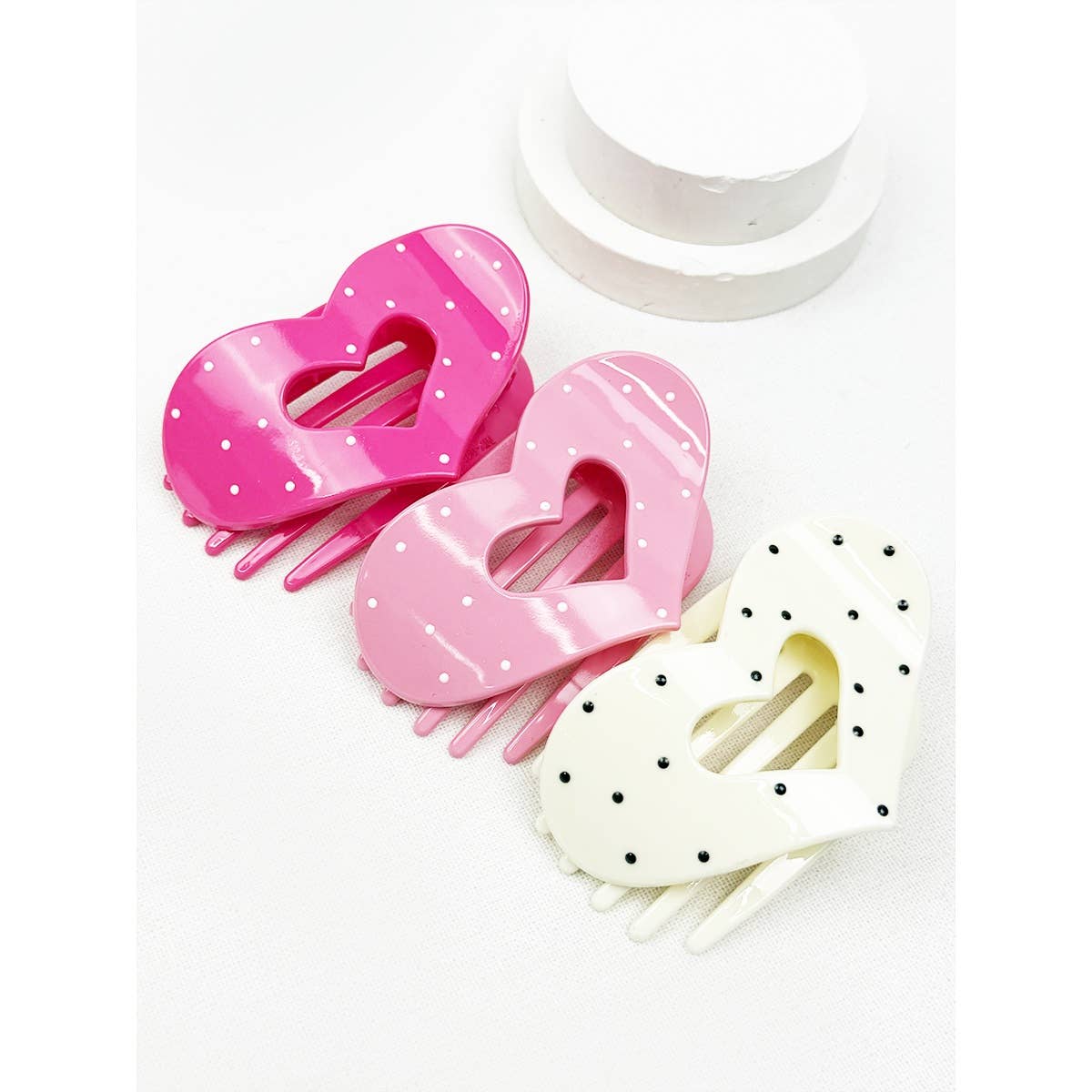 Lovely Polka Dot Heart Cut out Flat Hair Clip-340 Other Accessories-Love and Repeat-Heathered Boho Boutique, Women's Fashion and Accessories in Palmetto, FL