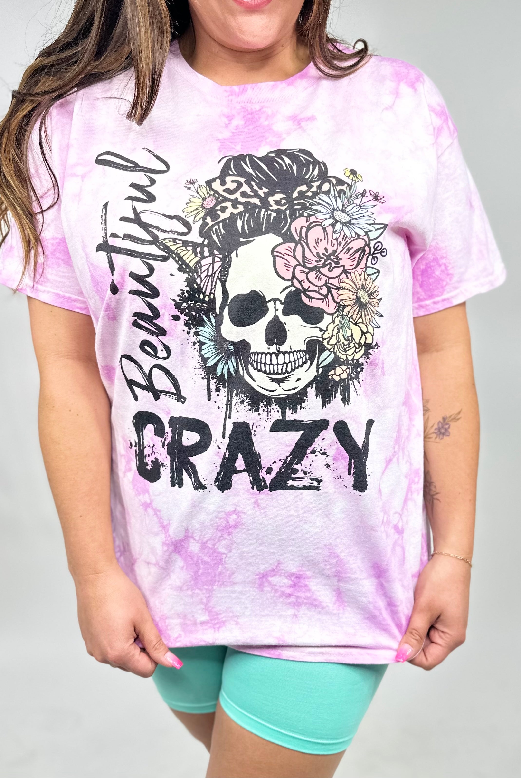 Beautiful Crazy Graphic Tee-130 Graphic Tees-Heathered Boho-Heathered Boho Boutique, Women's Fashion and Accessories in Palmetto, FL