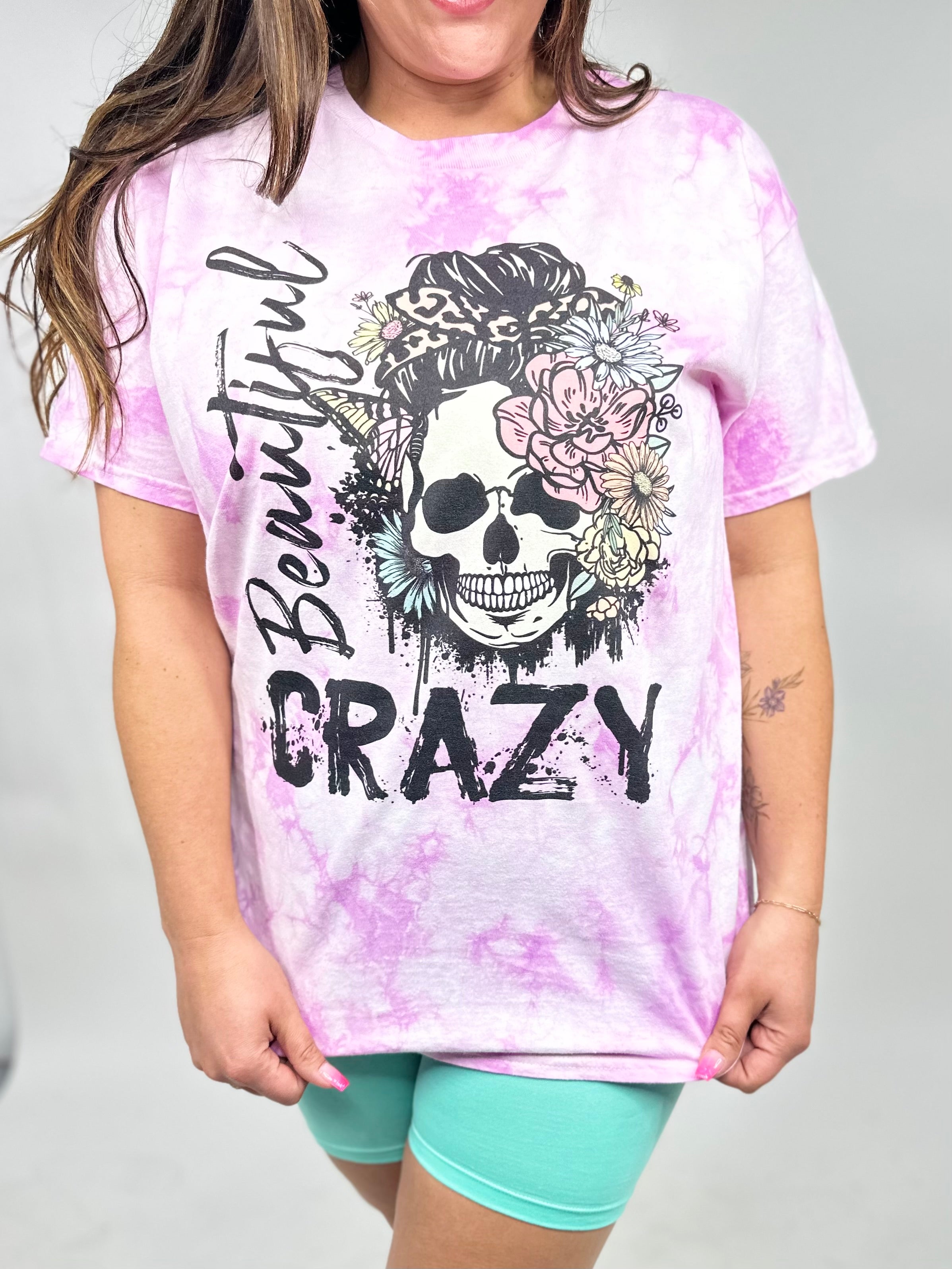 Beautiful Crazy Graphic Tee-130 Graphic Tees-Heathered Boho-Heathered Boho Boutique, Women's Fashion and Accessories in Palmetto, FL
