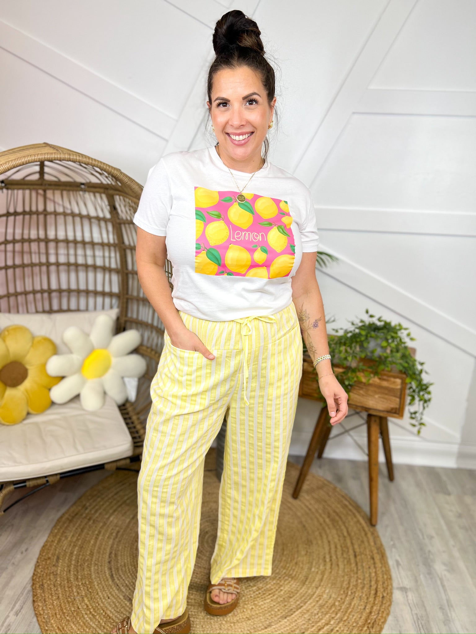 Fresh Squeeze Lemon Tee-110 SHORT SLEEVE TOP-GEEGEE-Heathered Boho Boutique, Women's Fashion and Accessories in Palmetto, FL