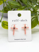 Pearl Cross Earring-310 Jewelry-Rough Sketch-Heathered Boho Boutique, Women's Fashion and Accessories in Palmetto, FL