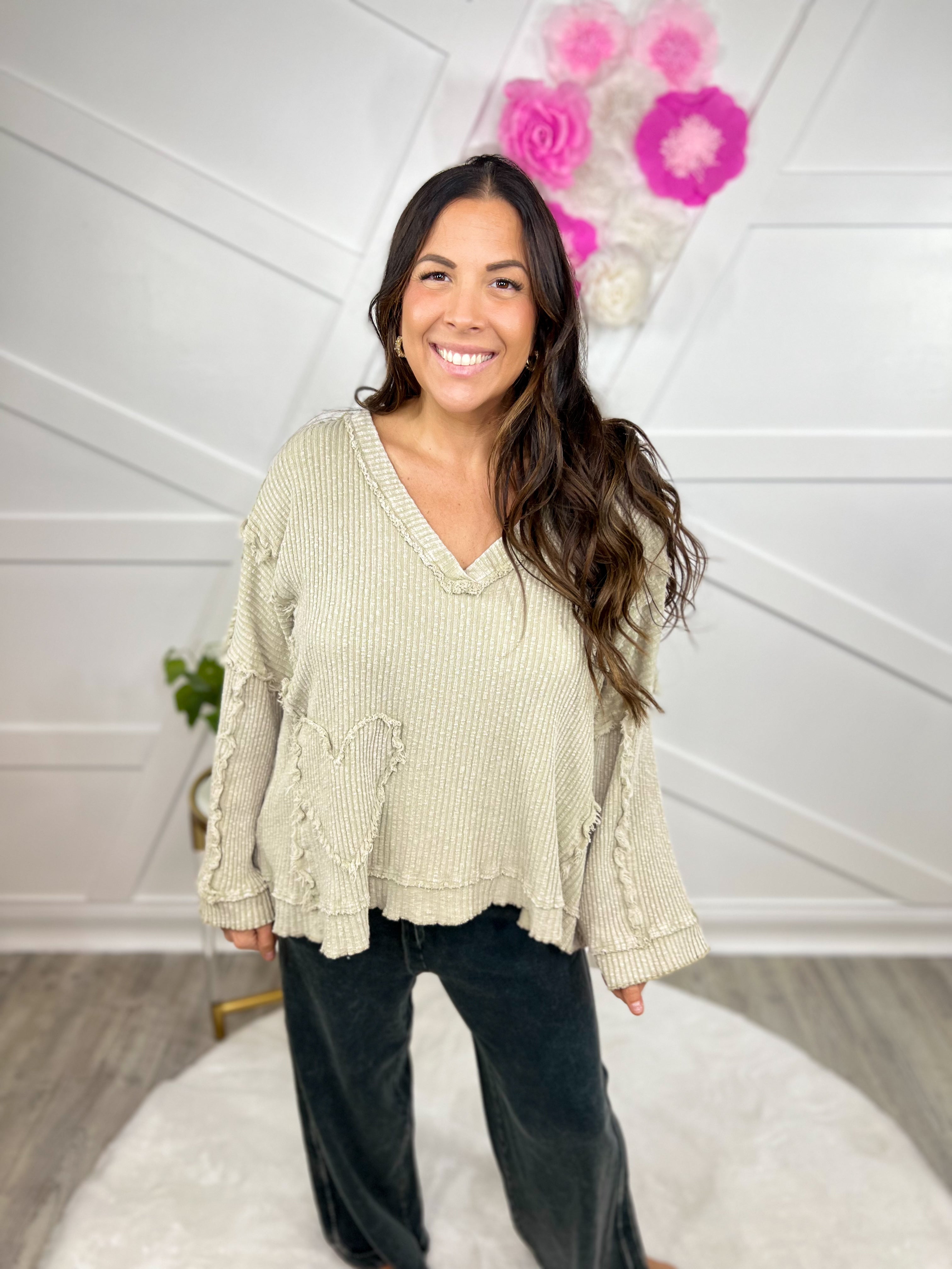 Patched Heart Sweater-120 Long Sleeve Tops-Easel-Heathered Boho Boutique, Women's Fashion and Accessories in Palmetto, FL