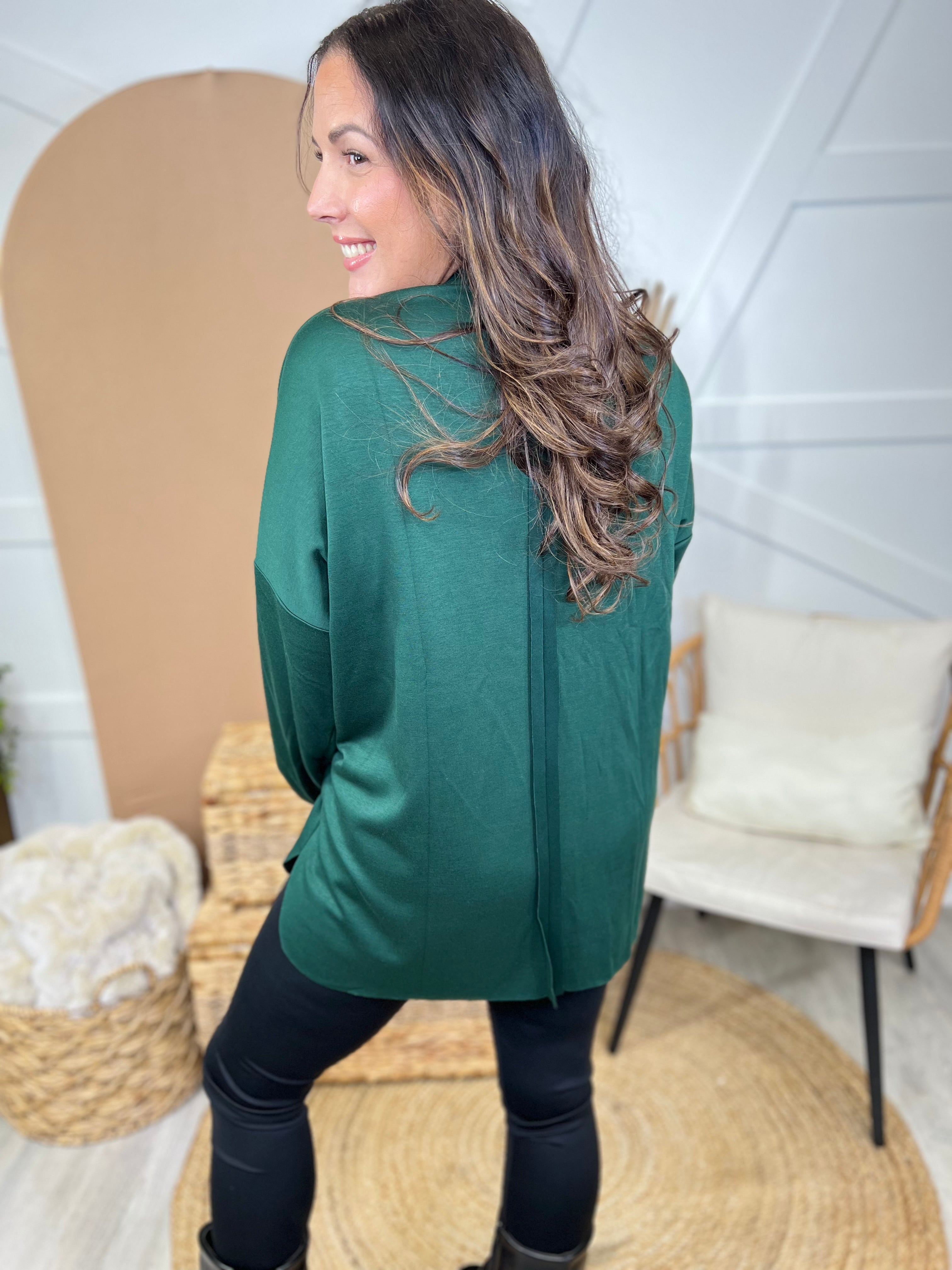 Relax A Little Long Sleeve Top-120 LONG SLEEVE TOPS-White Birch-Heathered Boho Boutique, Women's Fashion and Accessories in Palmetto, FL