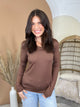 Gotta Have It V-Neck Top-120 LONG SLEEVE TOPS-ZENANA-Heathered Boho Boutique, Women's Fashion and Accessories in Palmetto, FL