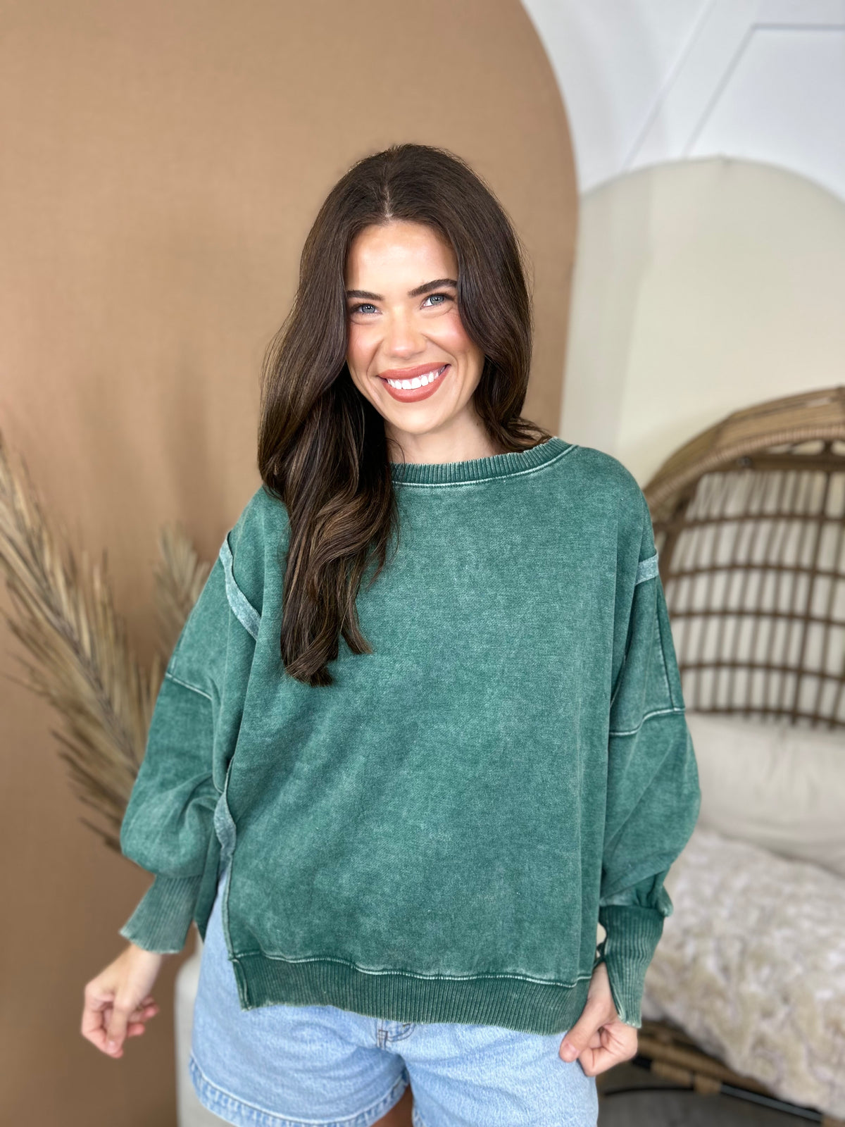 Restock: The Lived-In Luxe Pullover-125 SWEATER-ZENANA-Heathered Boho Boutique, Women's Fashion and Accessories in Palmetto, FL