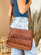 Swirled Flower Messenger Bag-320 Bags-Tops Handbags-Heathered Boho Boutique, Women's Fashion and Accessories in Palmetto, FL