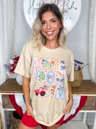 Cottage Floral USA Goose Graphic Tee-130 Graphic Tees-Heathered Boho-Heathered Boho Boutique, Women's Fashion and Accessories in Palmetto, FL