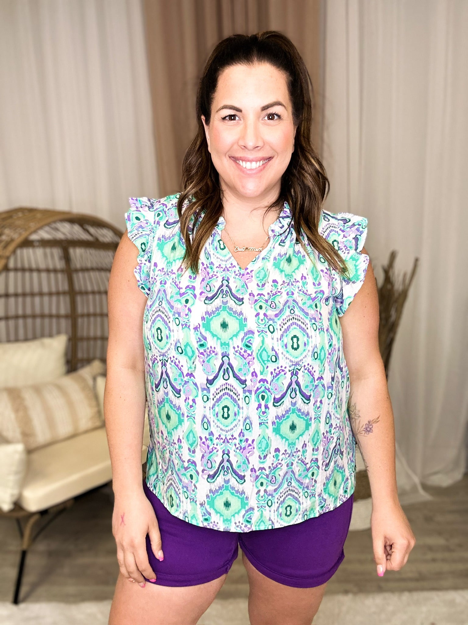 Mint to Be Top-110 Short Sleeve Top-Kori America-Heathered Boho Boutique, Women's Fashion and Accessories in Palmetto, FL