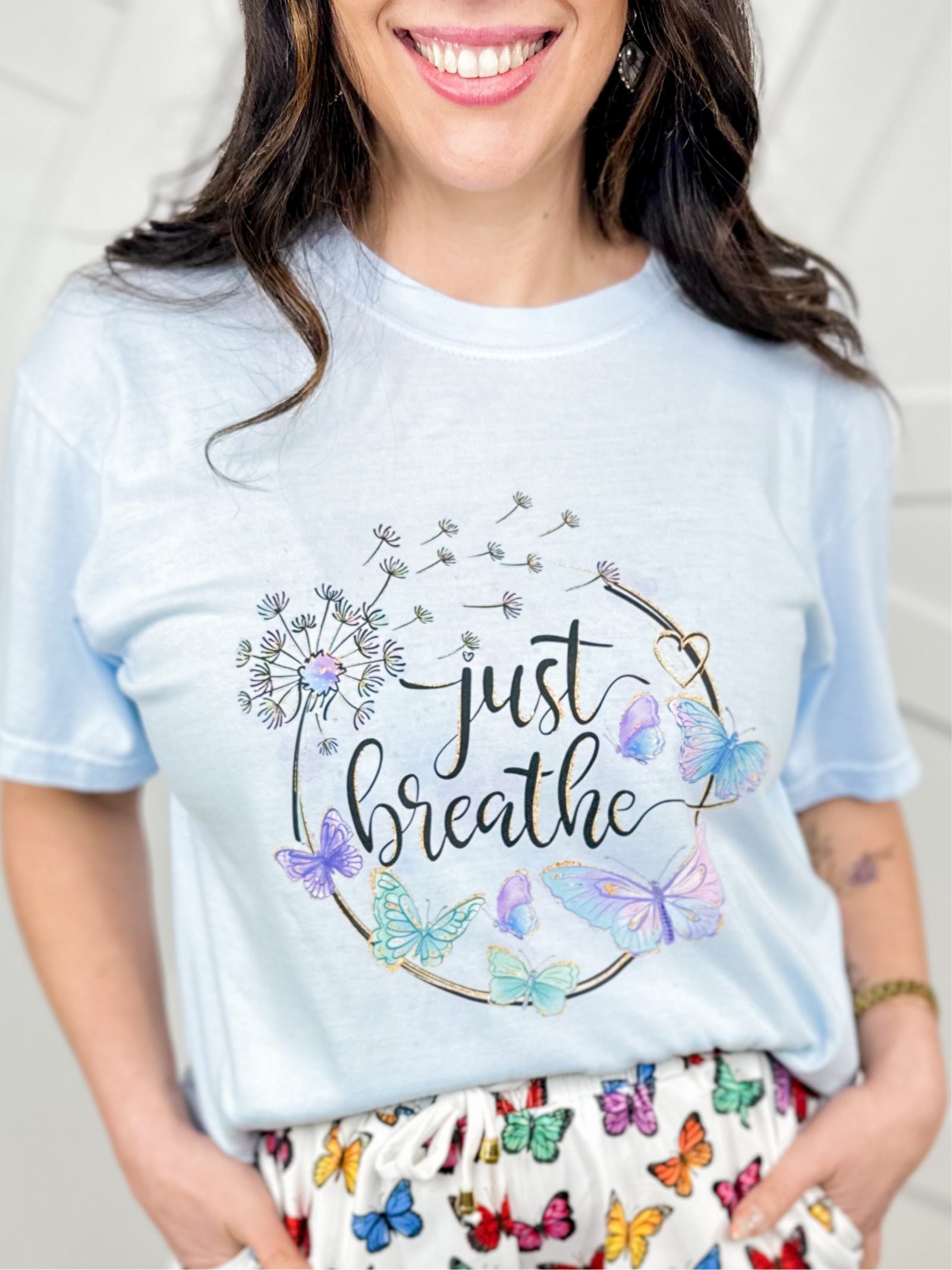 Just Breathe Graphic Tee-130 Graphic Tees-Heathered Boho-Heathered Boho Boutique, Women's Fashion and Accessories in Palmetto, FL