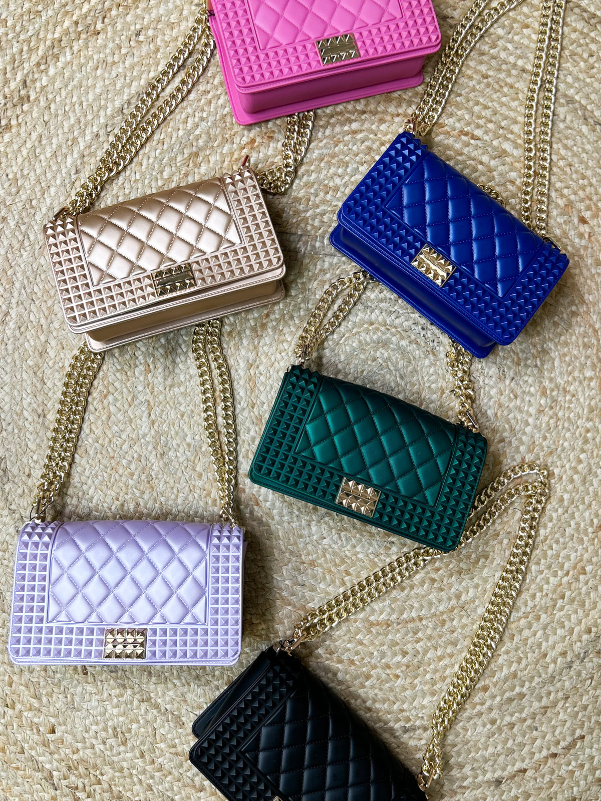 Donna Studded Chain Crossbody Bag-320 Bags-Jen & Co.-Heathered Boho Boutique, Women's Fashion and Accessories in Palmetto, FL