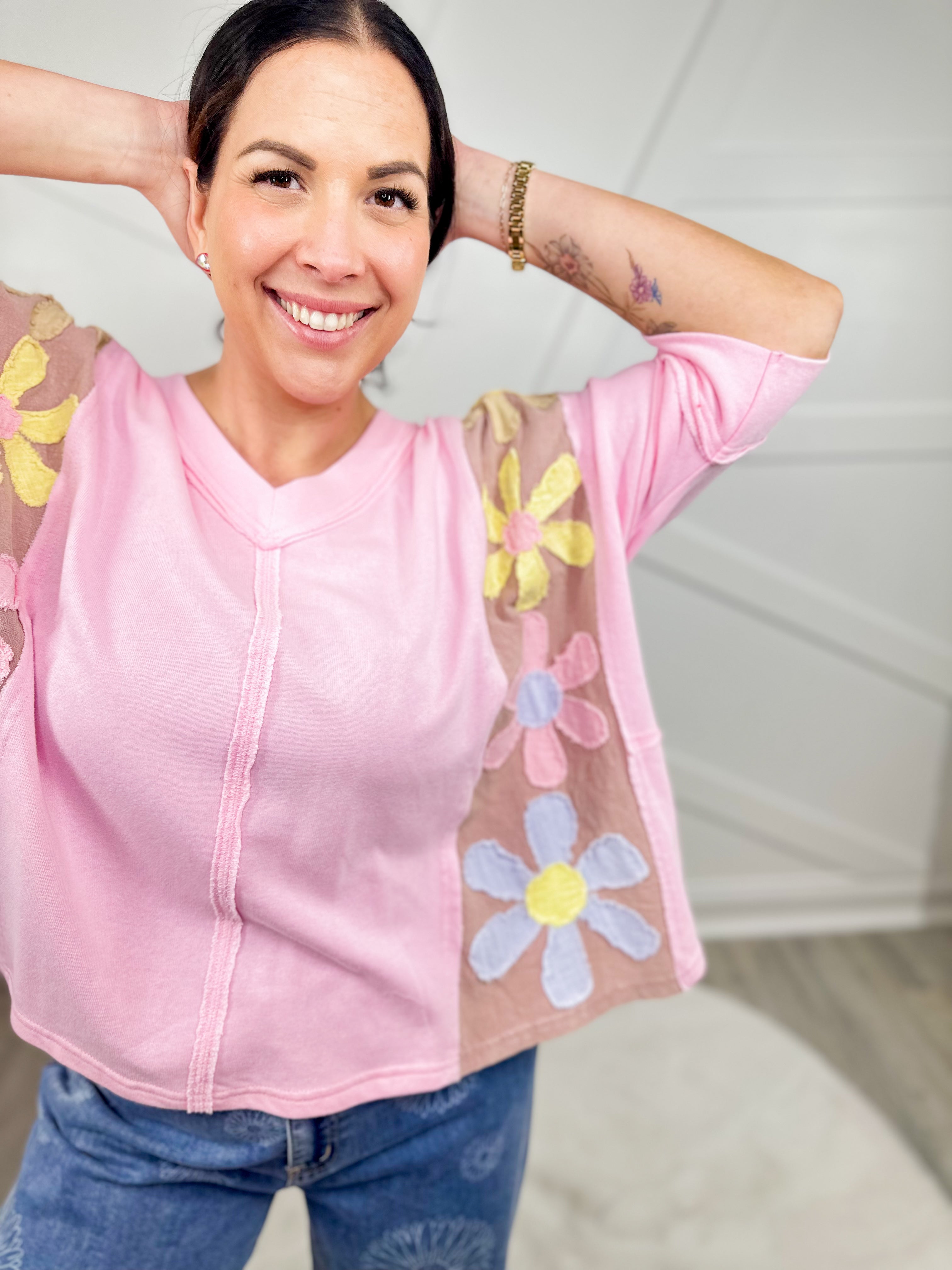 Petal Perfection Top-110 Short Sleeve Top-Easel-Heathered Boho Boutique, Women's Fashion and Accessories in Palmetto, FL