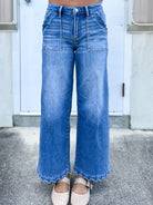 Scalloped & Styled Wide Leg Jeans By Risen-190 JEANS-RISEN-Heathered Boho Boutique, Women's Fashion and Accessories in Palmetto, FL