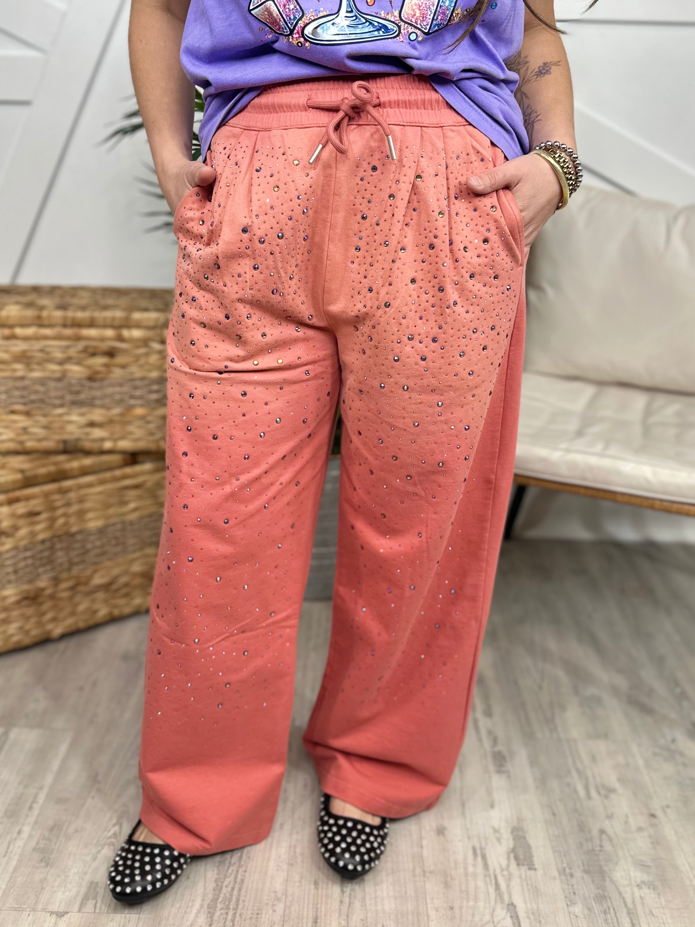 Glamorous Wide Leg Pants-150 PANTS-Davi & Dani-Heathered Boho Boutique, Women's Fashion and Accessories in Palmetto, FL