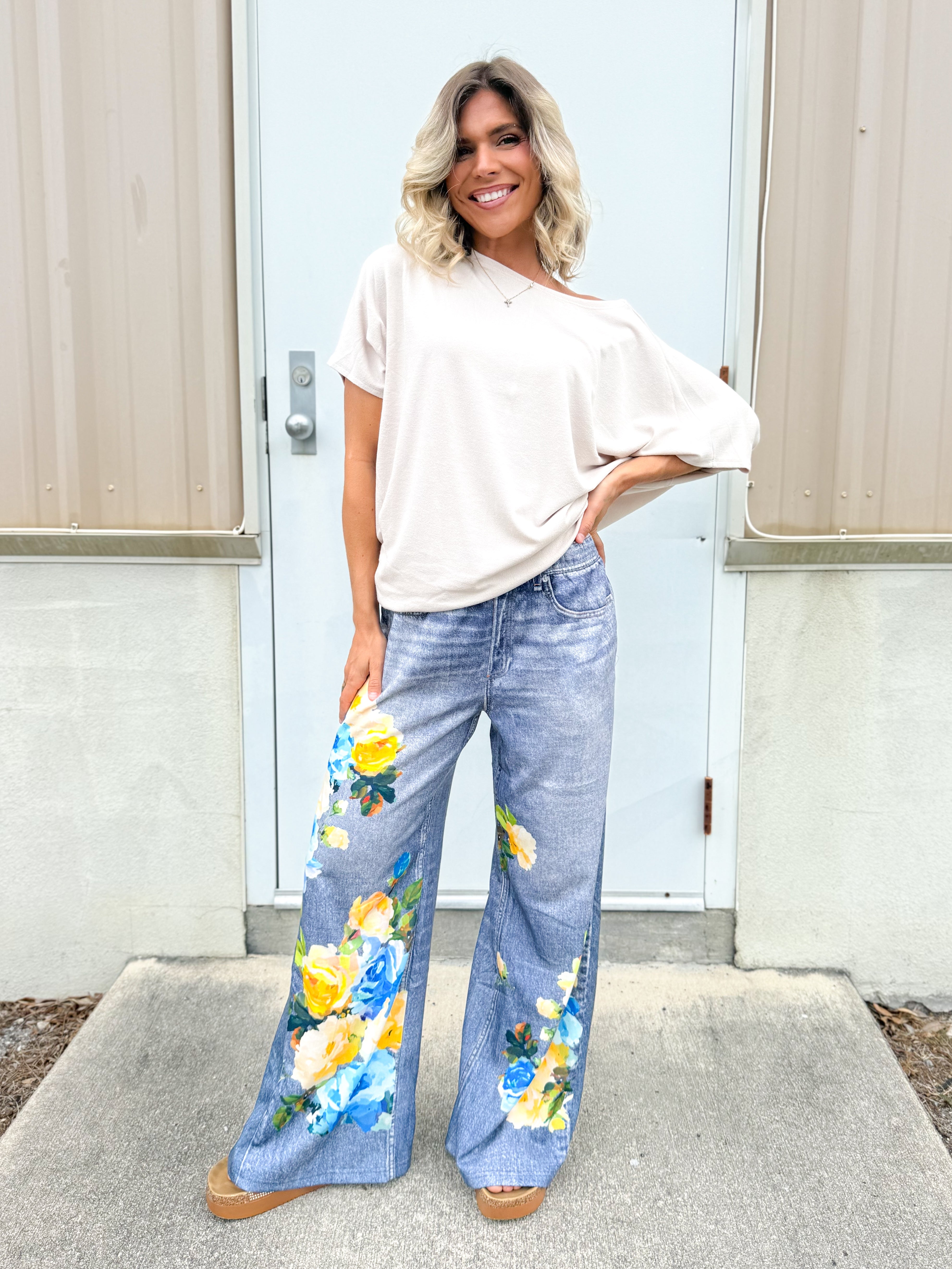 Wildflower Wash Wide Leg Pants-150 PANTS-ODDI-Heathered Boho Boutique, Women's Fashion and Accessories in Palmetto, FL