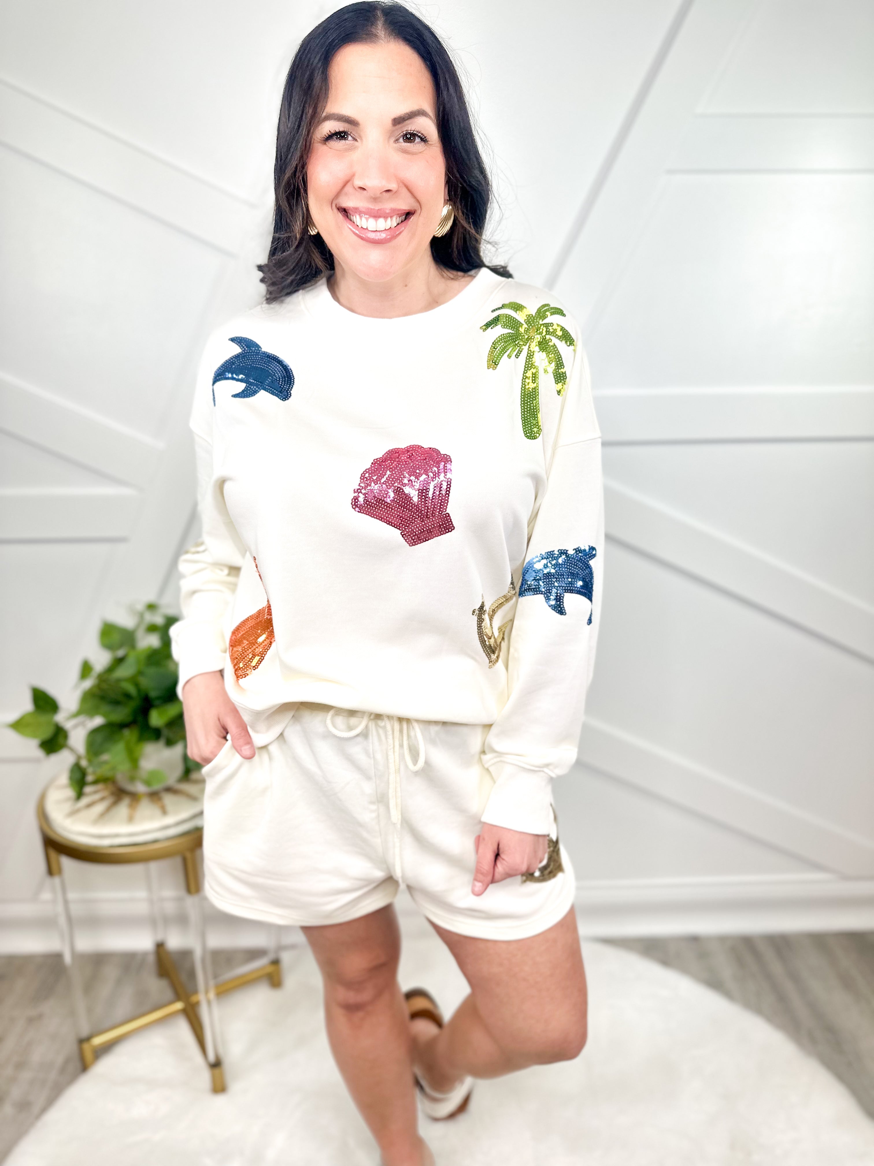 Beach Day Crewneck-120 Long Sleeve Tops-White Birch-Heathered Boho Boutique, Women's Fashion and Accessories in Palmetto, FL