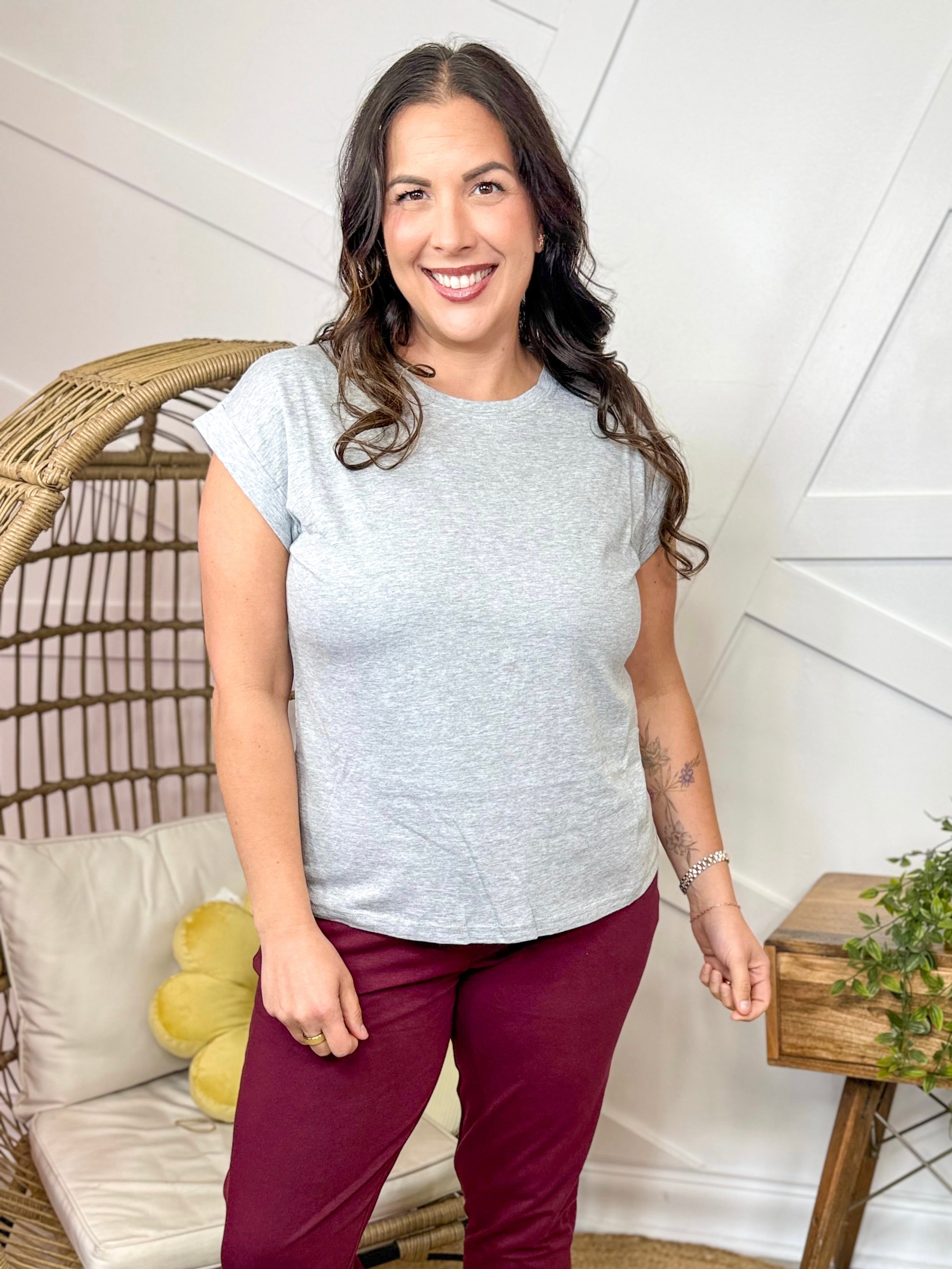 Restock: Everyday Tee-110 SHORT SLEEVE TOP-Zenana-Heathered Boho Boutique, Women's Fashion and Accessories in Palmetto, FL