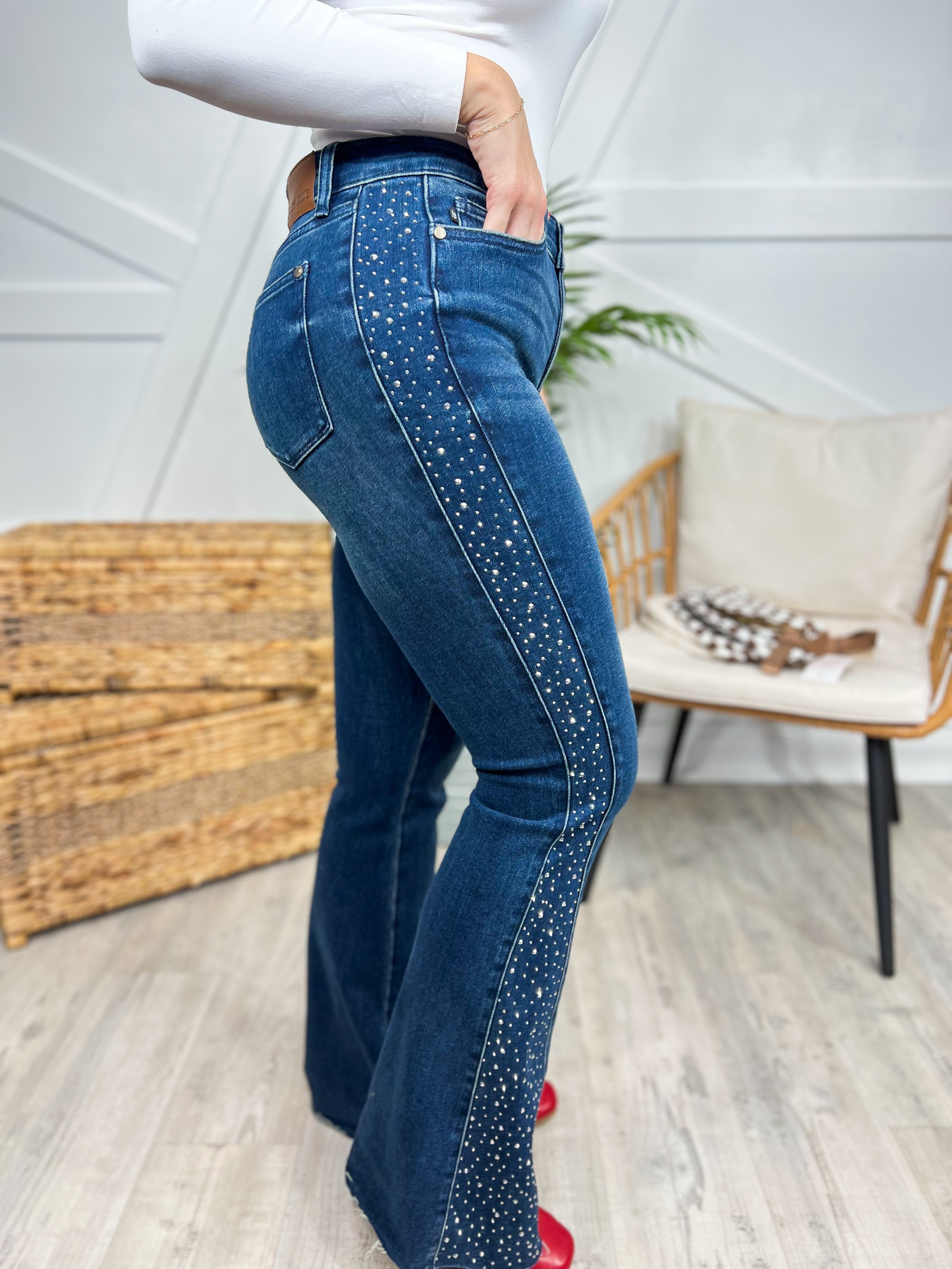 RESTOCK: Princess Status Flare Jeans by Judy Blue-190 Jeans-Judy Blue-Heathered Boho Boutique, Women's Fashion and Accessories in Palmetto, FL