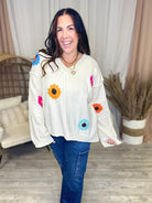 Flower Meadow Sweater-125 Sweater-Pol-Heathered Boho Boutique, Women's Fashion and Accessories in Palmetto, FL