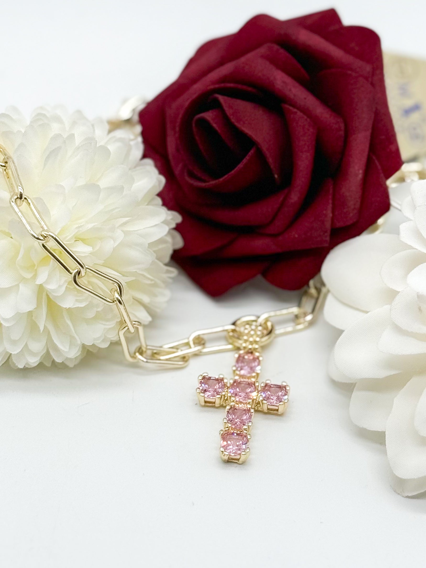 Colored Cross Necklace - Gold-310 Jewelry-Millenx Accessories, LLC.-Heathered Boho Boutique, Women's Fashion and Accessories in Palmetto, FL