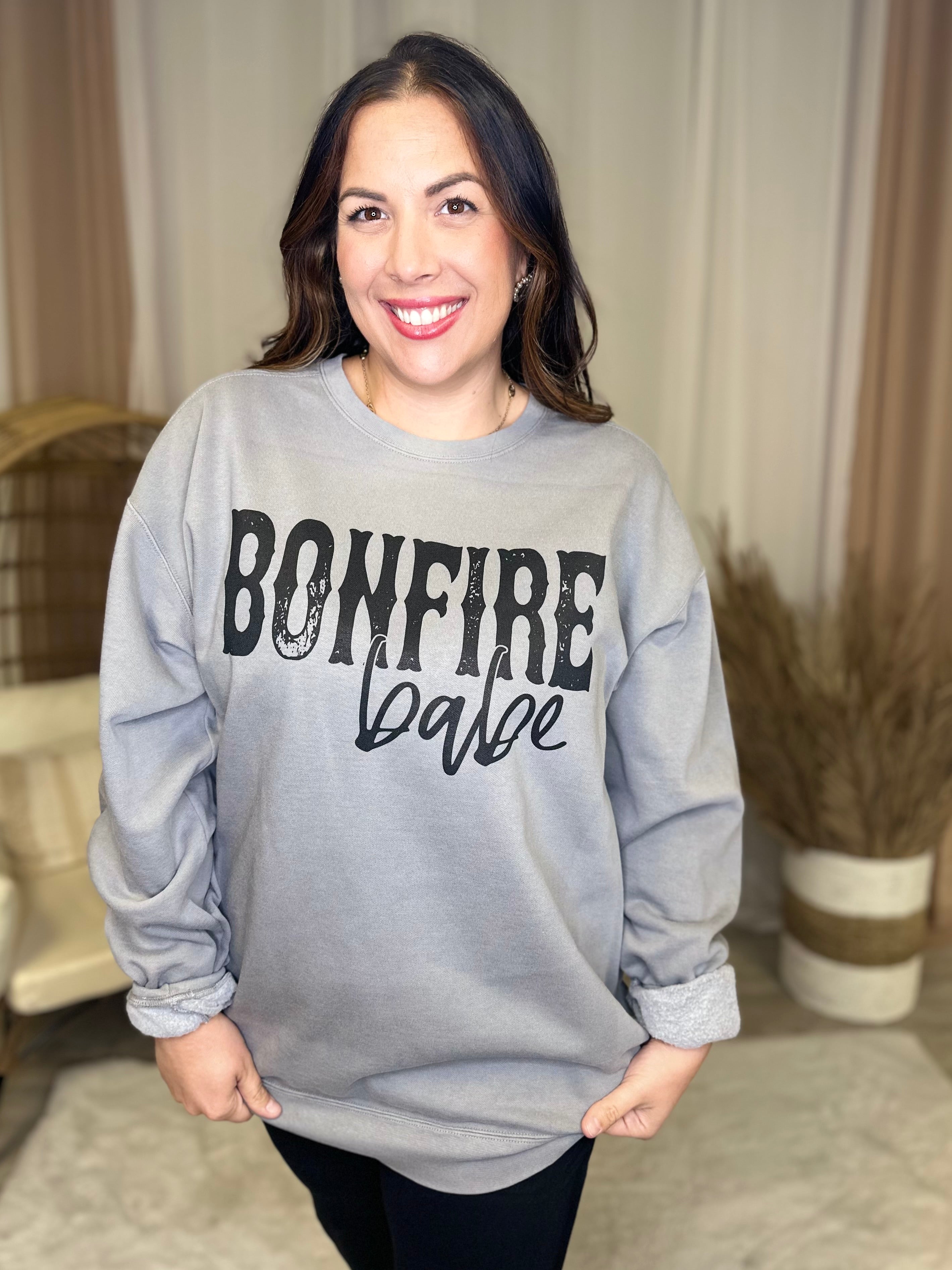 Bonfire Babe Graphic Sweatshirt-125 Sweater-Heathered Boho-Heathered Boho Boutique, Women's Fashion and Accessories in Palmetto, FL