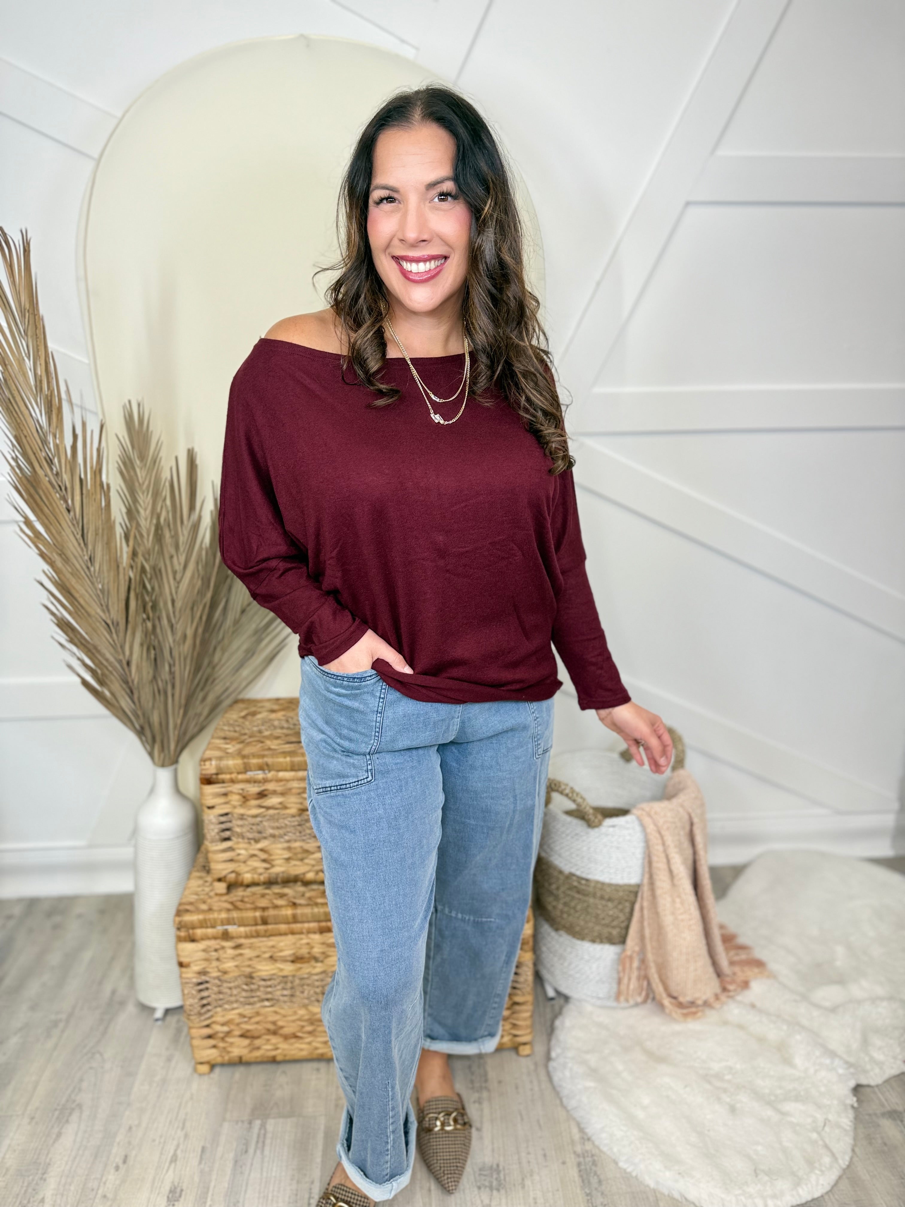 At Last Long Sleeve Top-120 Long Sleeve Tops-White Birch-Heathered Boho Boutique, Women's Fashion and Accessories in Palmetto, FL