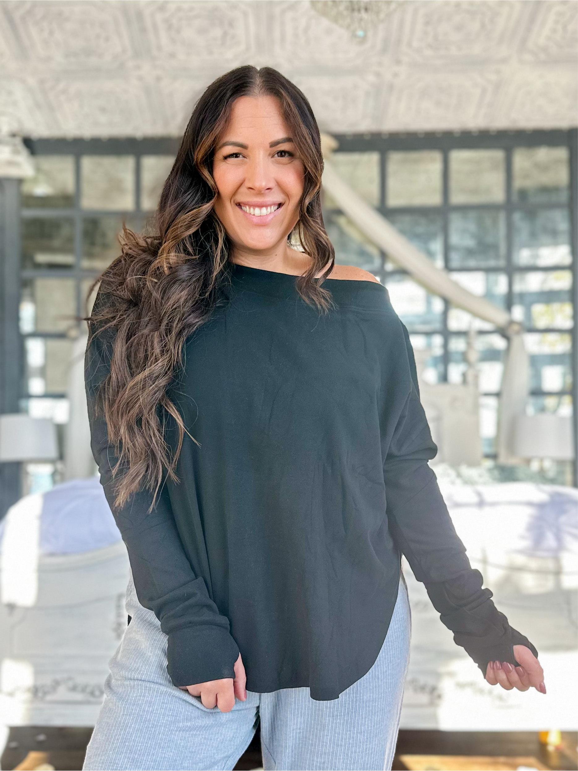 Zoey Athleisure Top-120 Long Sleeve Tops-Blakeley-Heathered Boho Boutique, Women's Fashion and Accessories in Palmetto, FL