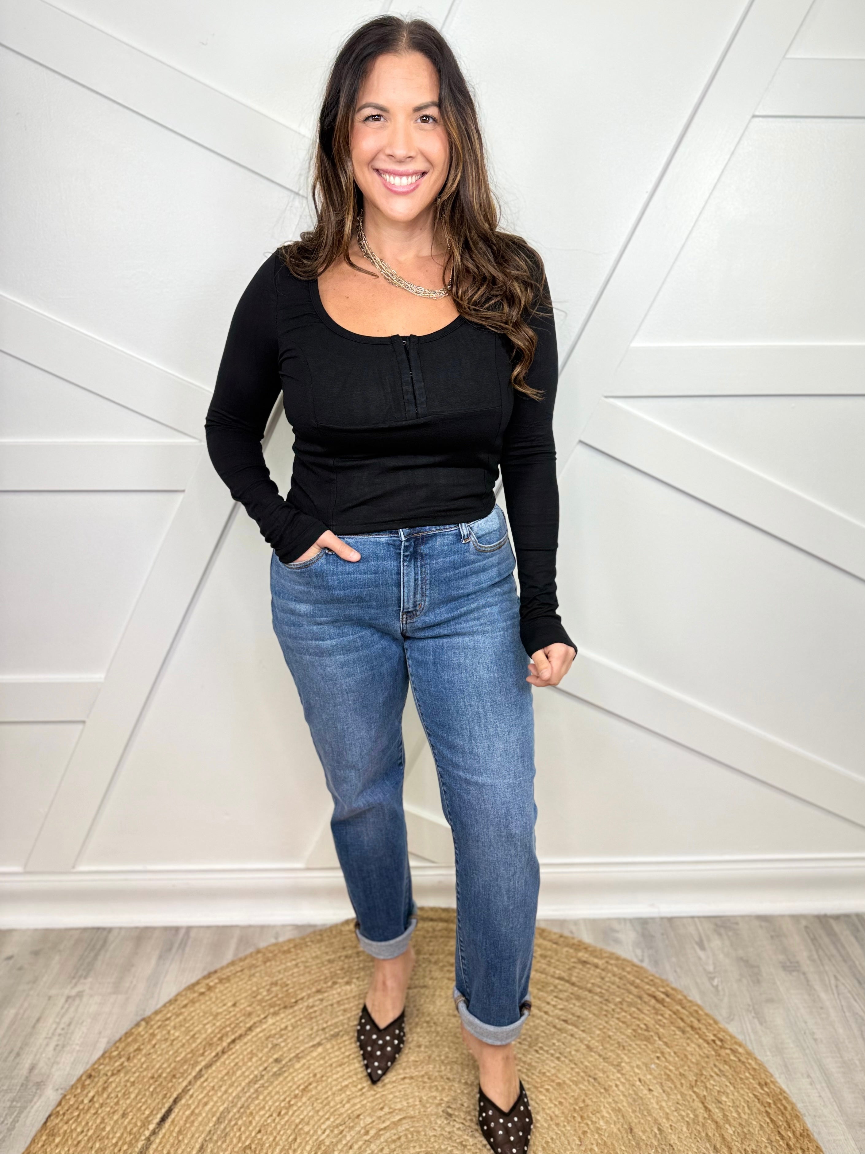 Classic Cuffed Boyfriend Jeans by Judy Blue-190 Jeans-Judy Blue-Heathered Boho Boutique, Women's Fashion and Accessories in Palmetto, FL