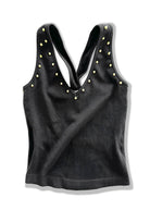 Studded Back Smoothing V-Neck Brami - Black-100 TANK/CROP TOPS-Pebby Forevee-Heathered Boho Boutique, Women's Fashion and Accessories in Palmetto, FL