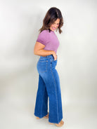 Retro TUMMY CONTROL Wide Legs by Judy Blue-190 Jeans-Judy Blue-Heathered Boho Boutique, Women's Fashion and Accessories in Palmetto, FL