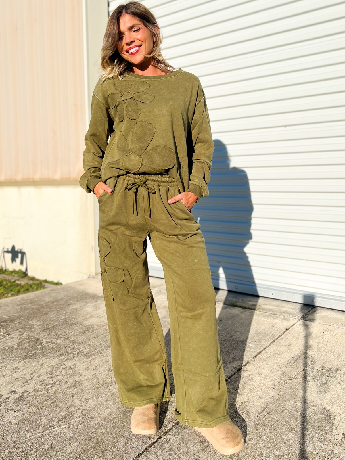 Flower Power Mineral Wash Wide Leg Pants-150 PANTS-HEIMISH-Heathered Boho Boutique, Women's Fashion and Accessories in Palmetto, FL